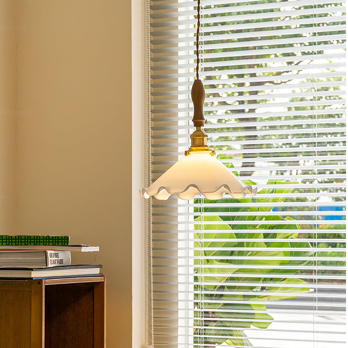 Solara Pendelleuchte Glas Wellig Schirm Vintage-Letslighting