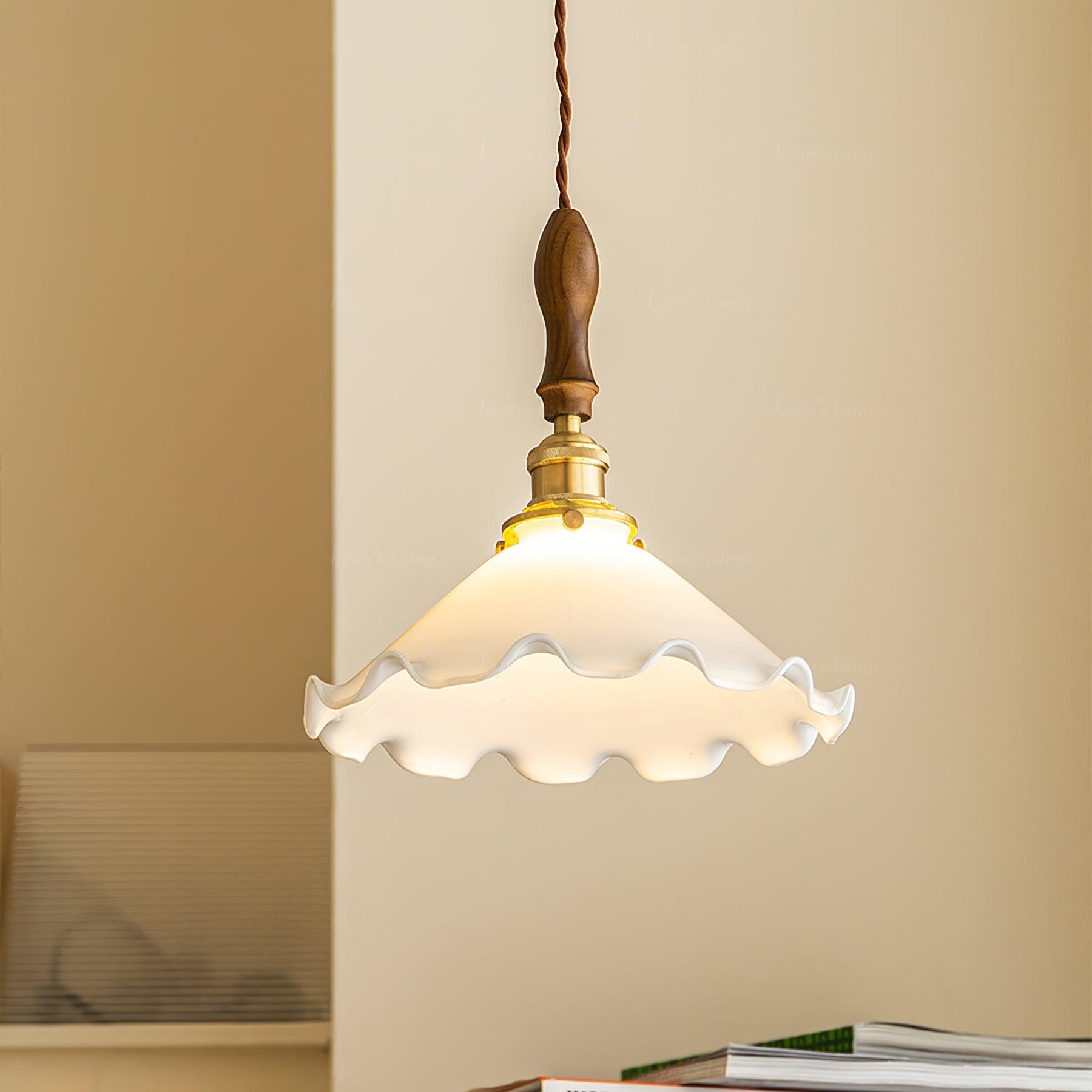 Solara Pendelleuchte Glas Wellig Schirm Vintage-Letslighting