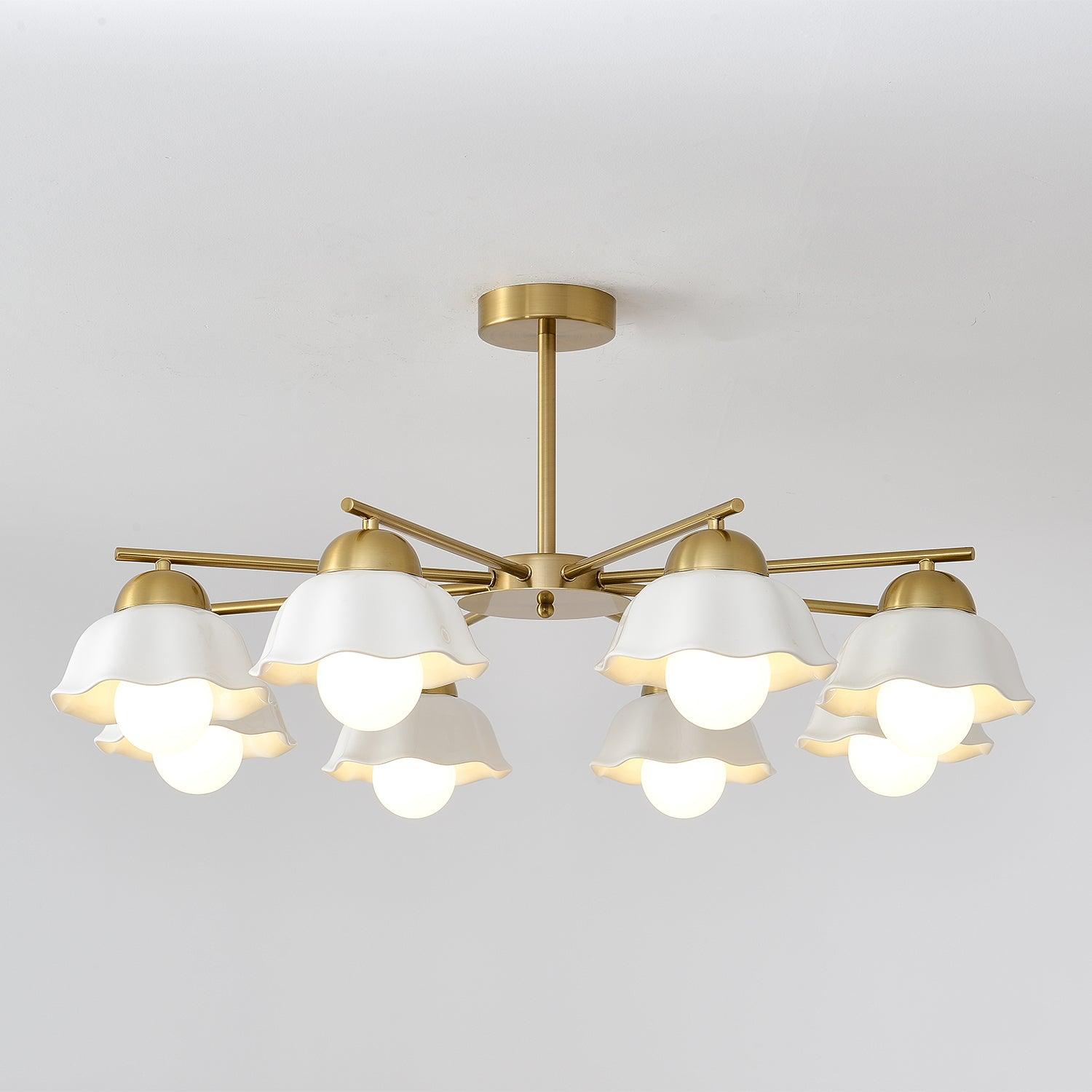 Zasila Nordic Art Flower Shade Metal Ceramics Chandelier - Blowlighting