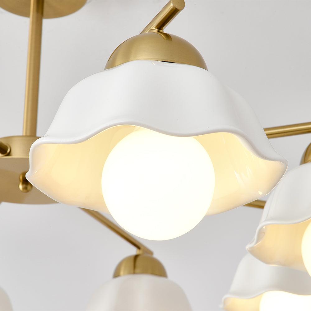 Zasila Nordic Art Flower Shade Metal Ceramics Chandelier - Blowlighting