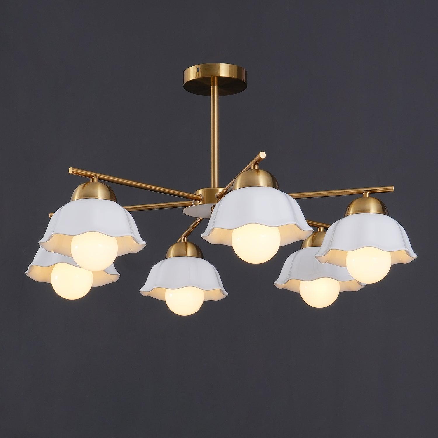 Zasila Nordic Art Flower Shade Metal Ceramics Chandelier - Blowlighting