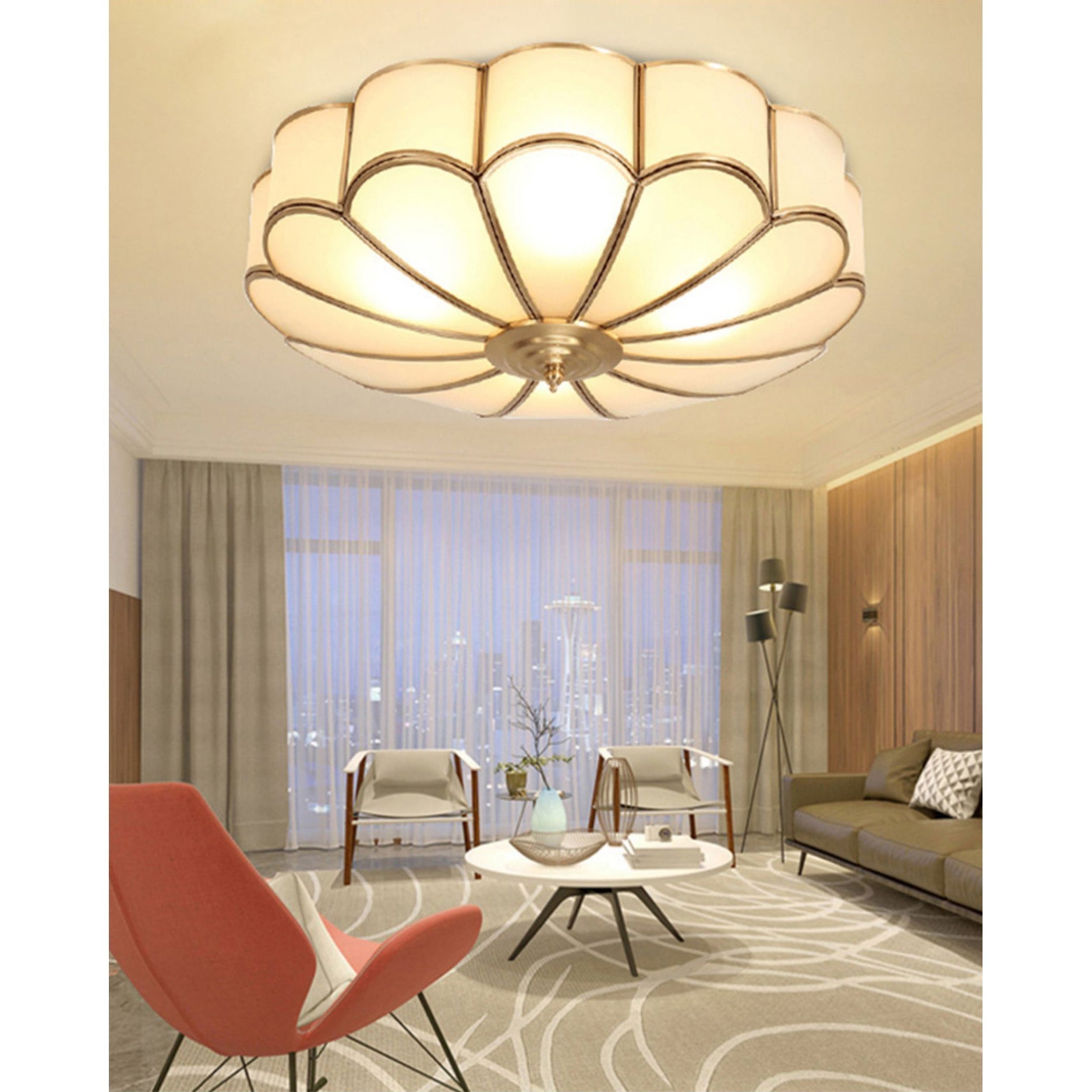 Viraean Deckenleuchte aus Messing und Glas in Blumenform-Letslighting
