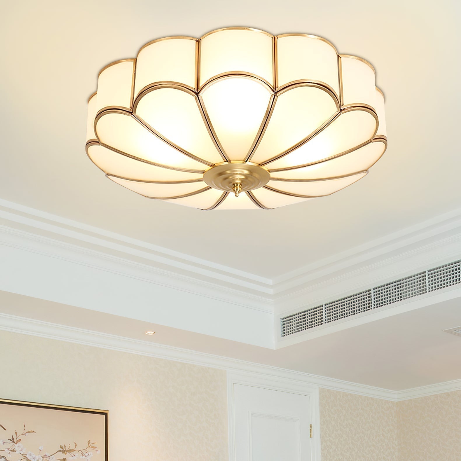 Viraean Deckenleuchte aus Messing und Glas in Blumenform-Letslighting