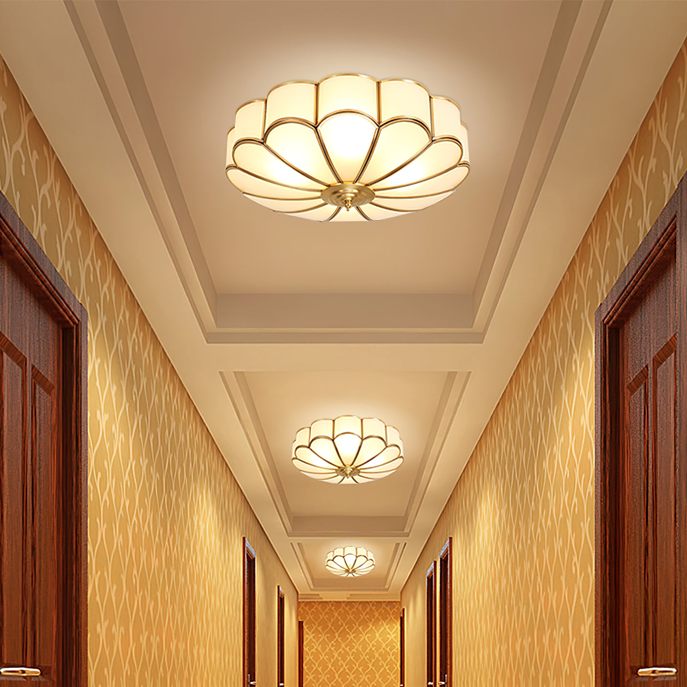 Viraean Deckenleuchte aus Messing und Glas in Blumenform-Letslighting