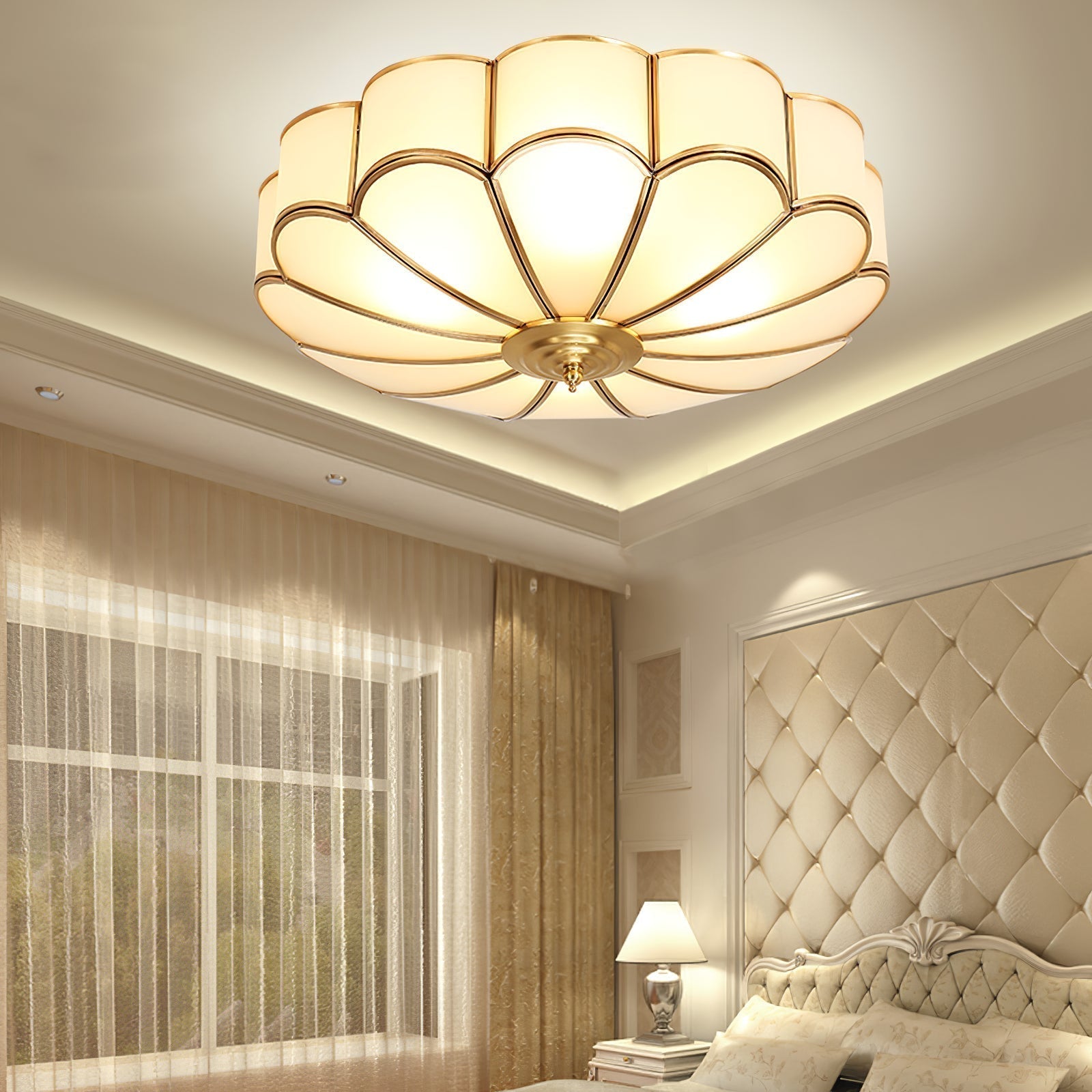 Viraean Deckenleuchte aus Messing und Glas in Blumenform-Letslighting