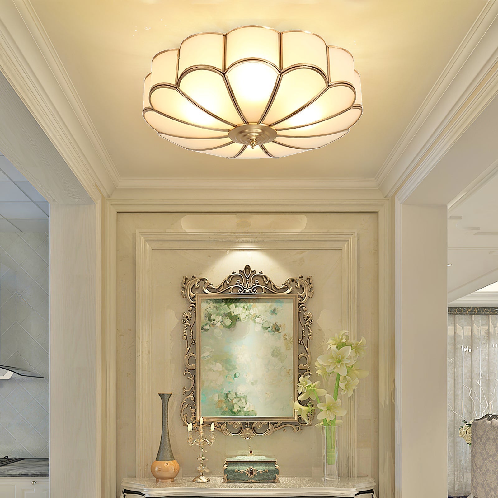 Viraean Deckenleuchte aus Messing und Glas in Blumenform-Letslighting