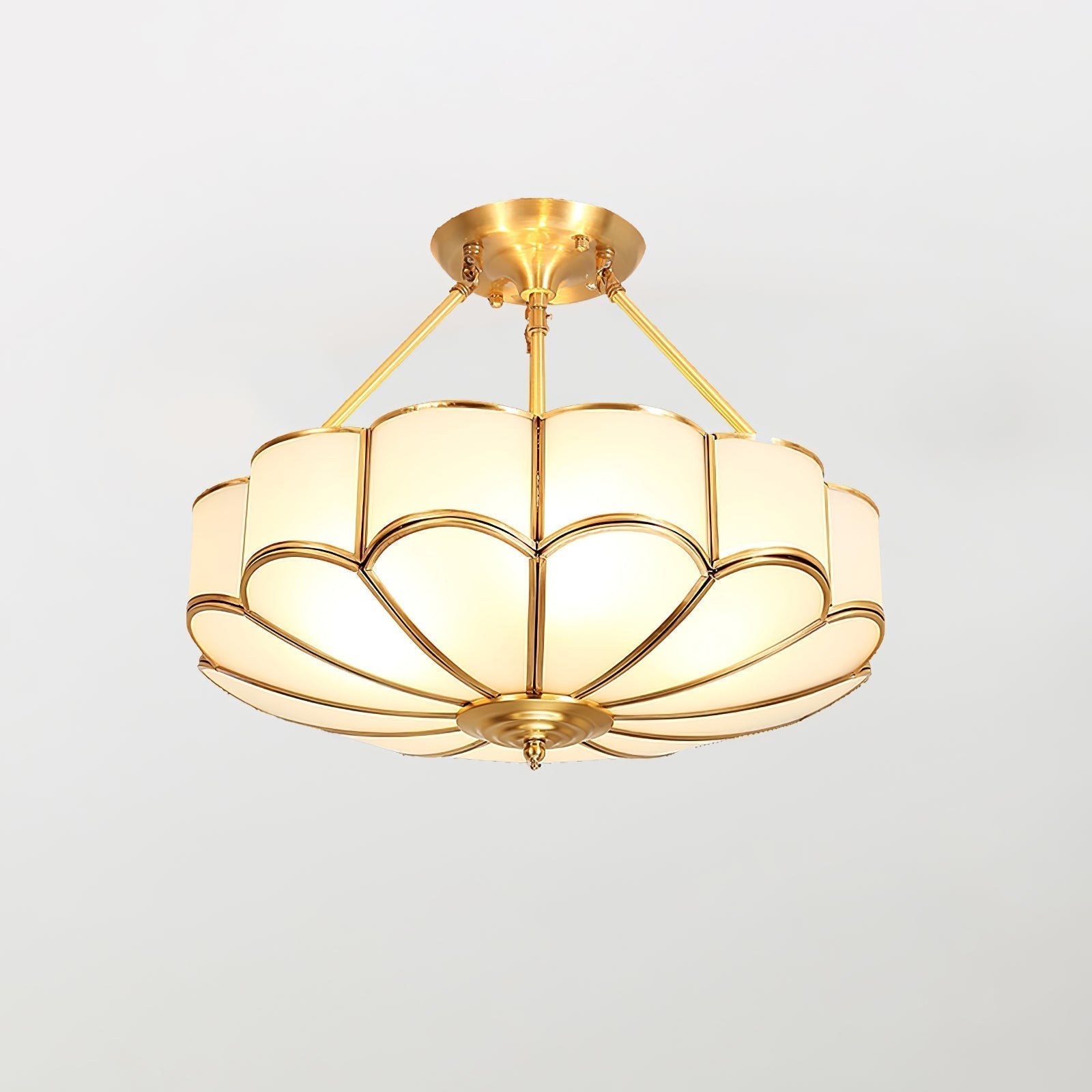 Solara Ceiling Light Frosted Glass Petal Brass Art - Letslighting