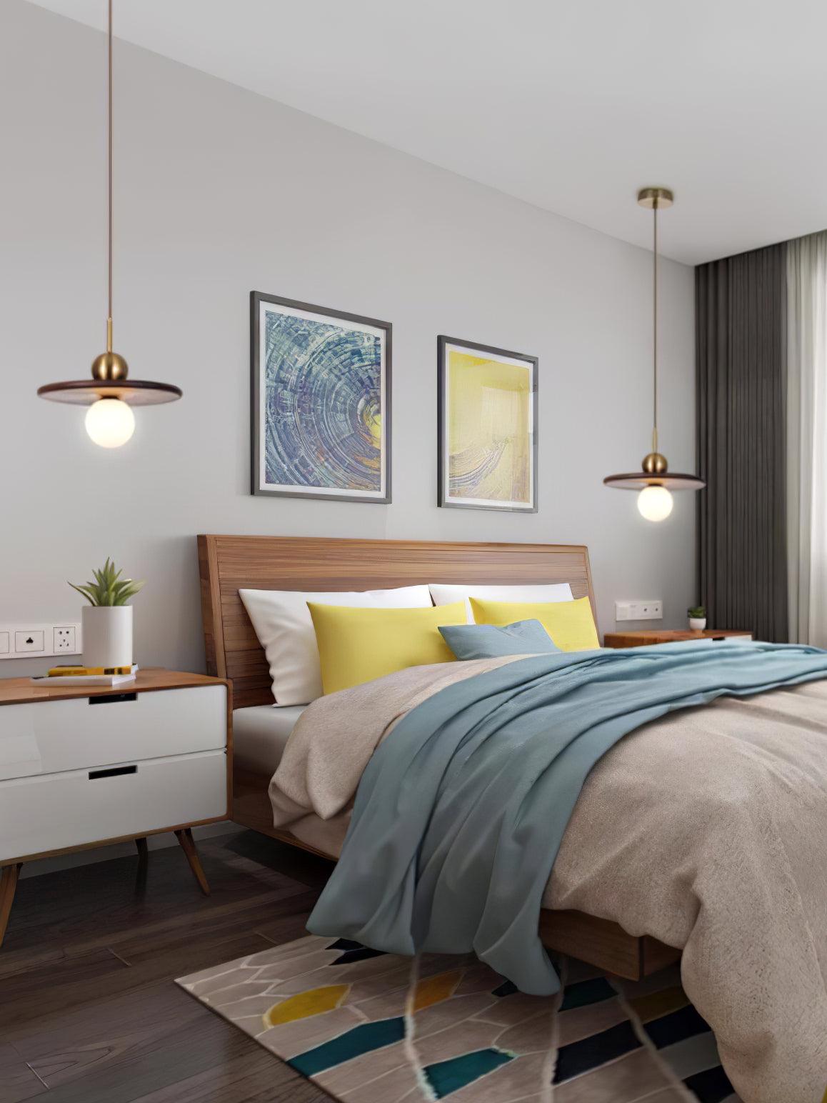 Flying Saucer Walnut Pendant Lamp - Blowlighting