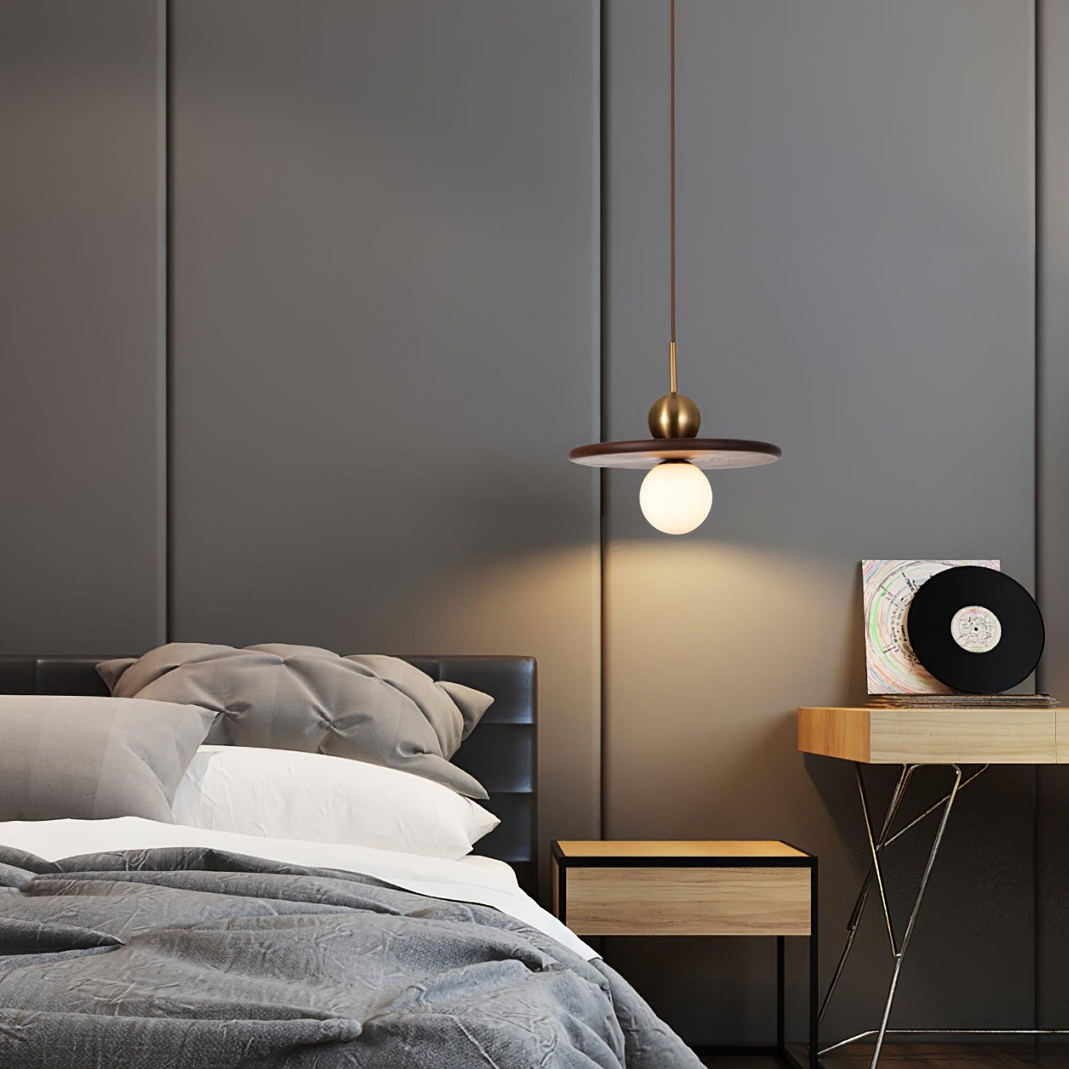 Flying Saucer Walnut Pendant Lamp - Blowlighting