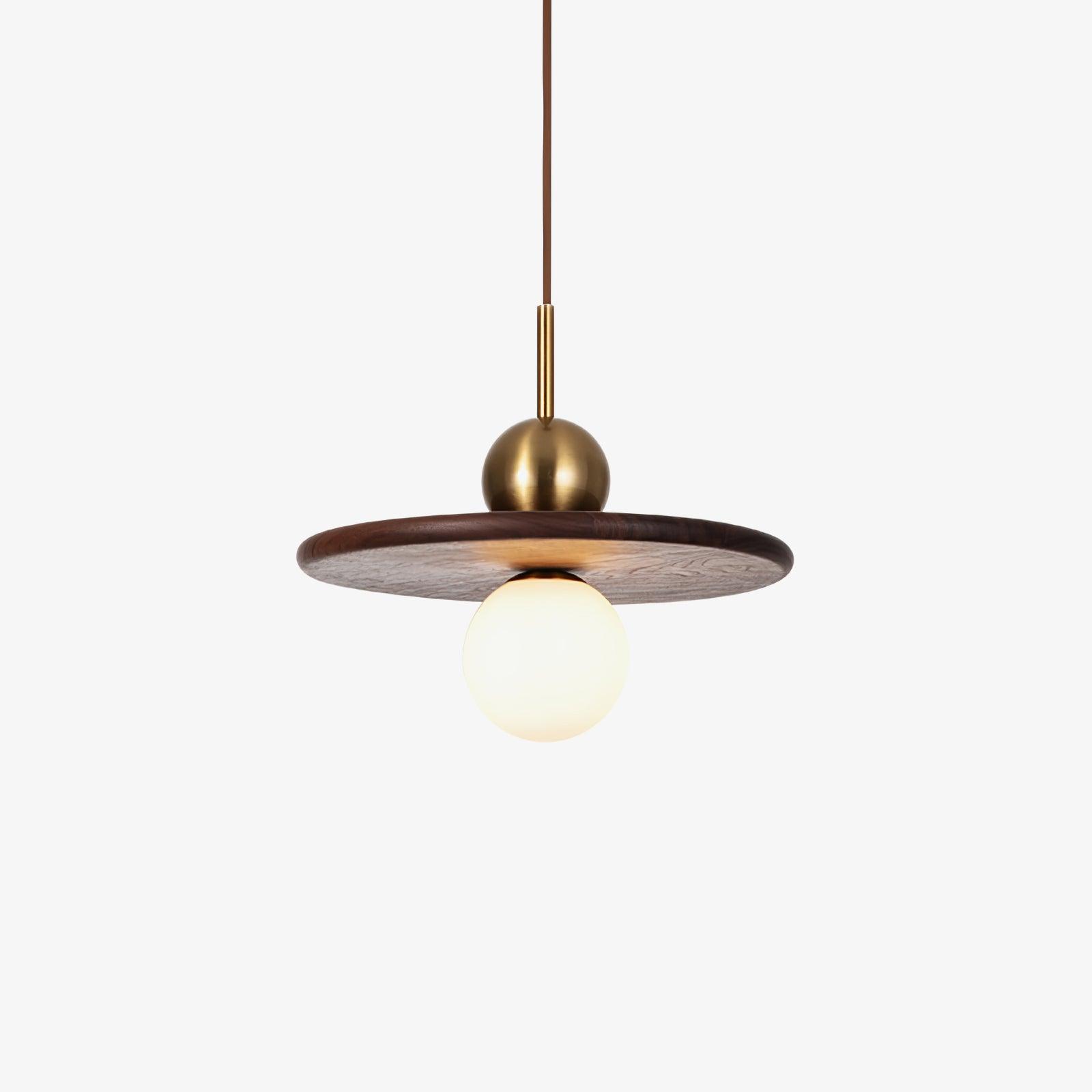 Flying Saucer Walnut Pendant Lamp - Blowlighting
