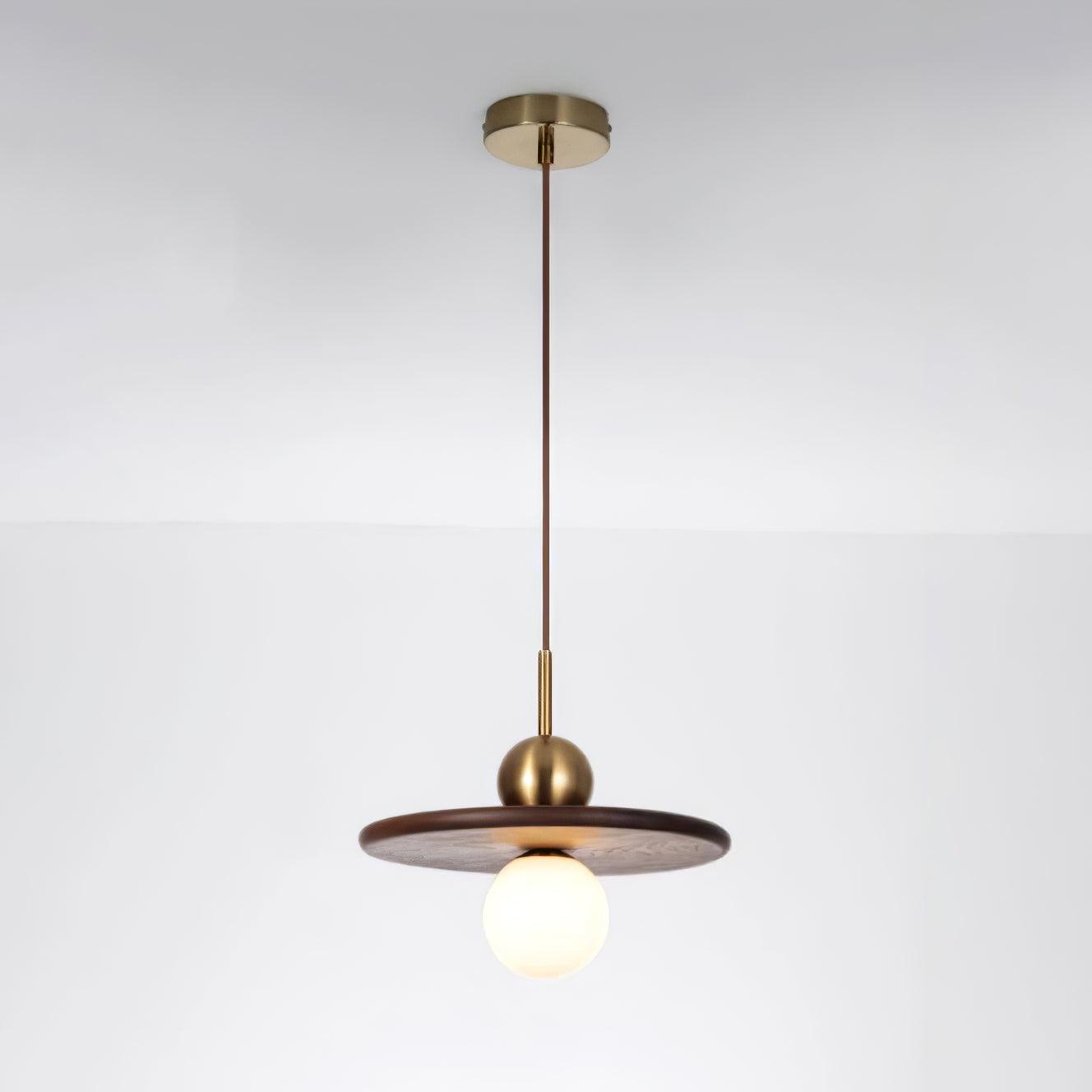 Flying Saucer Walnut Pendant Lamp - Blowlighting