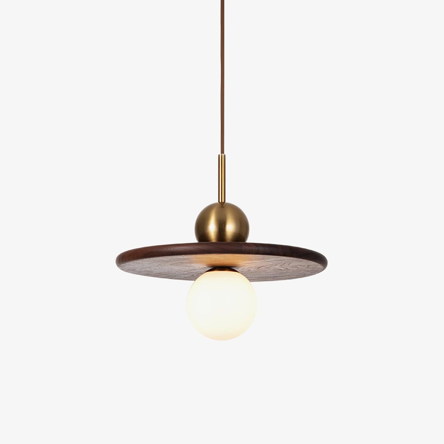 Flying Saucer Walnut Pendant Lamp - Blowlighting