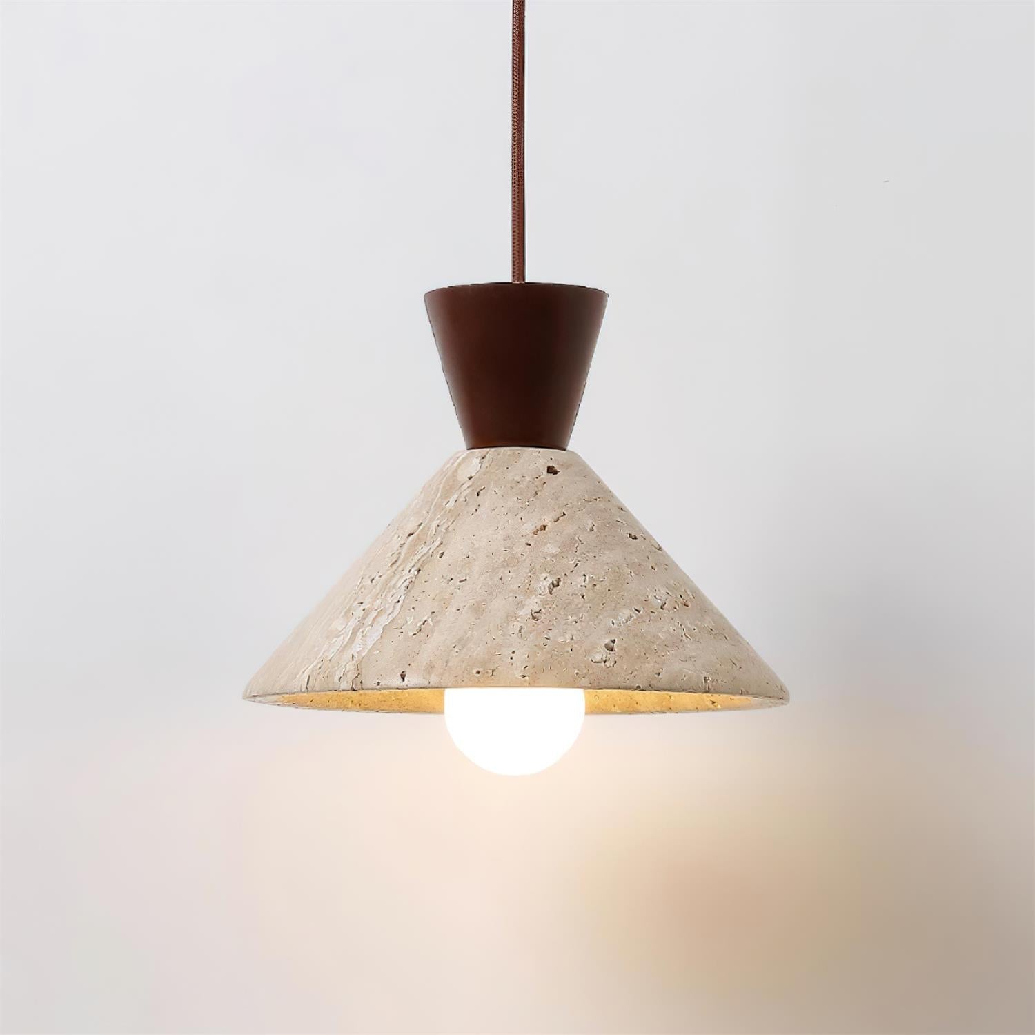 Ritta Travertine Pendant Lamp Hat Shape - Letslighting