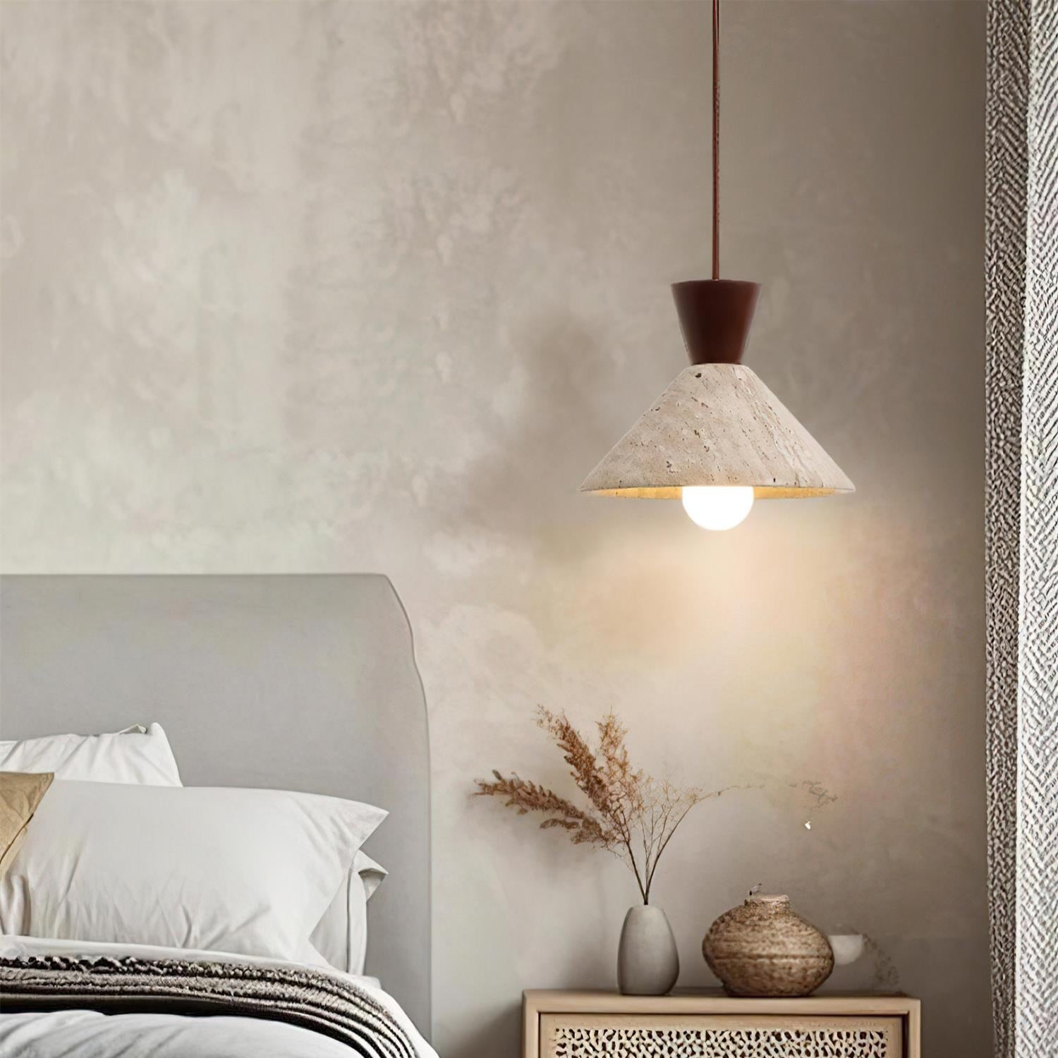 Ritta Travertine Pendant Lamp Hat Shape - Letslighting