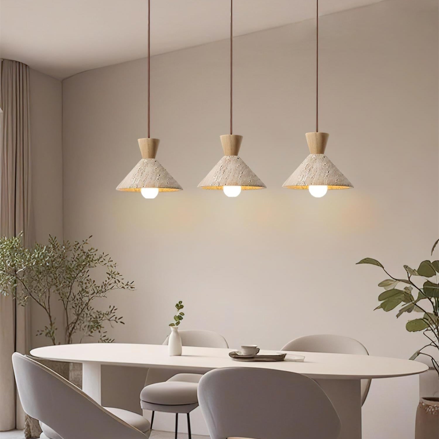Ritta Travertine Pendant Lamp Hat Shape - Letslighting