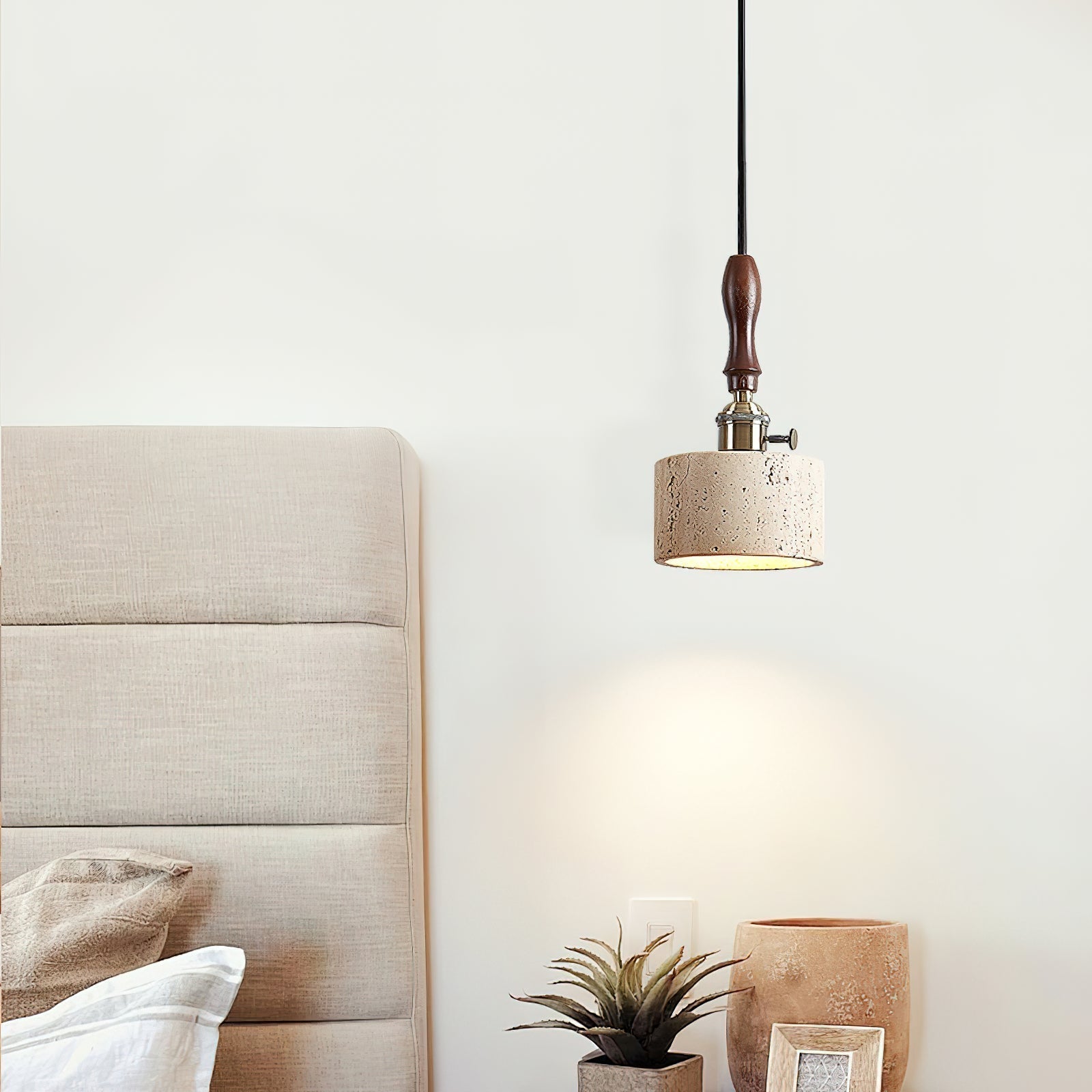 Sycaran Modern Minimalist Walnut Travertine Pendant Lamp - Letslighting