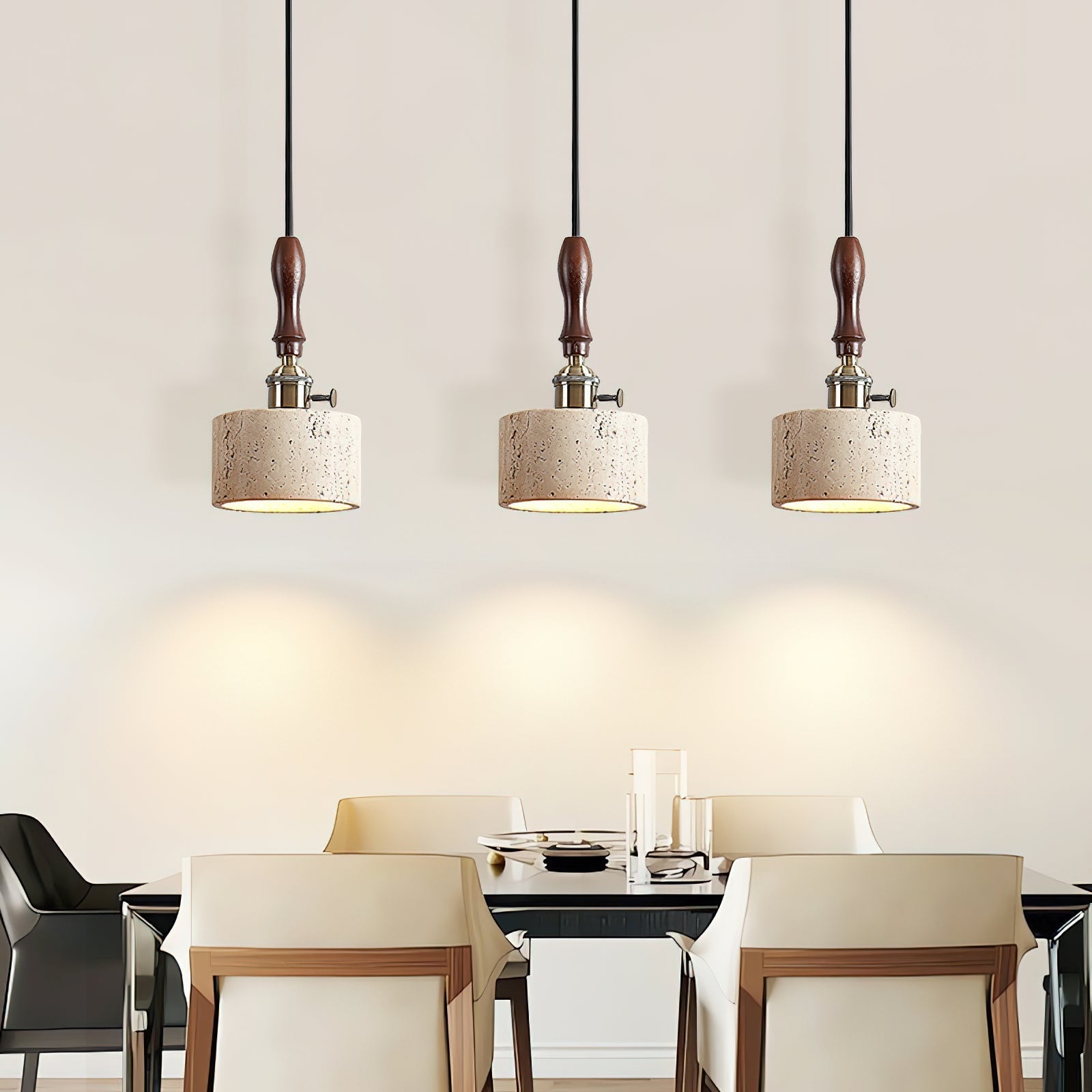 Sycaran Modern Minimalist Walnut Travertine Pendant Lamp - Letslighting