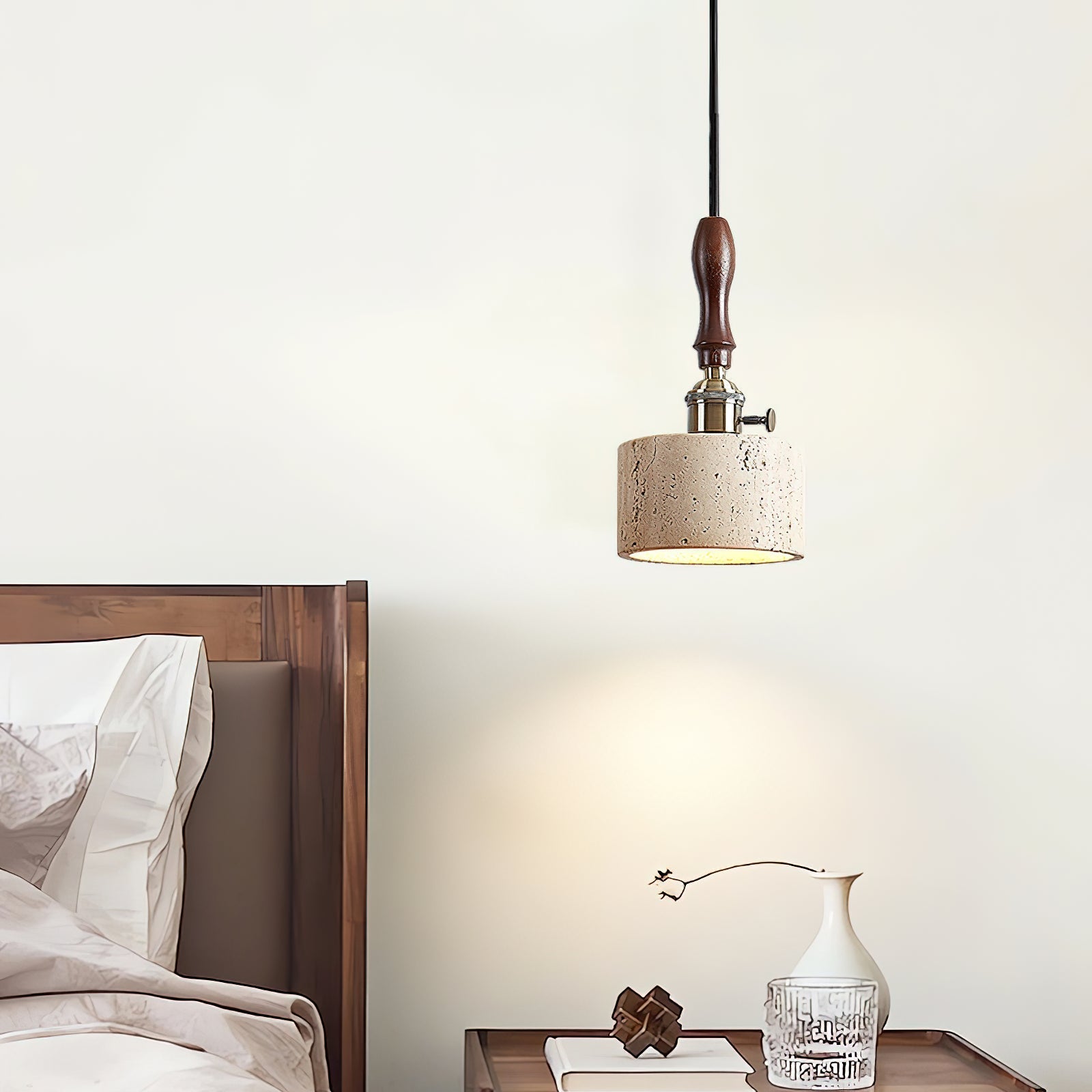 Sycaran Modern Minimalist Walnut Travertine Pendant Lamp - Letslighting