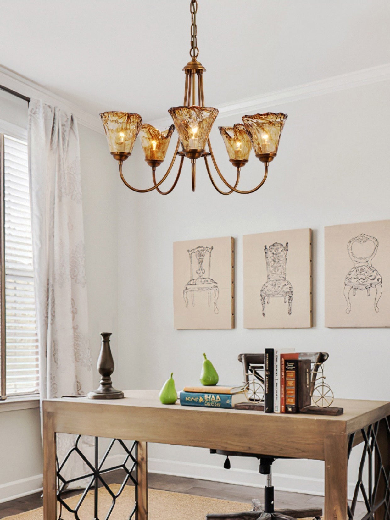 Ilsilis Bernstein Vintage Industrial Kronleuchter-Letslighting