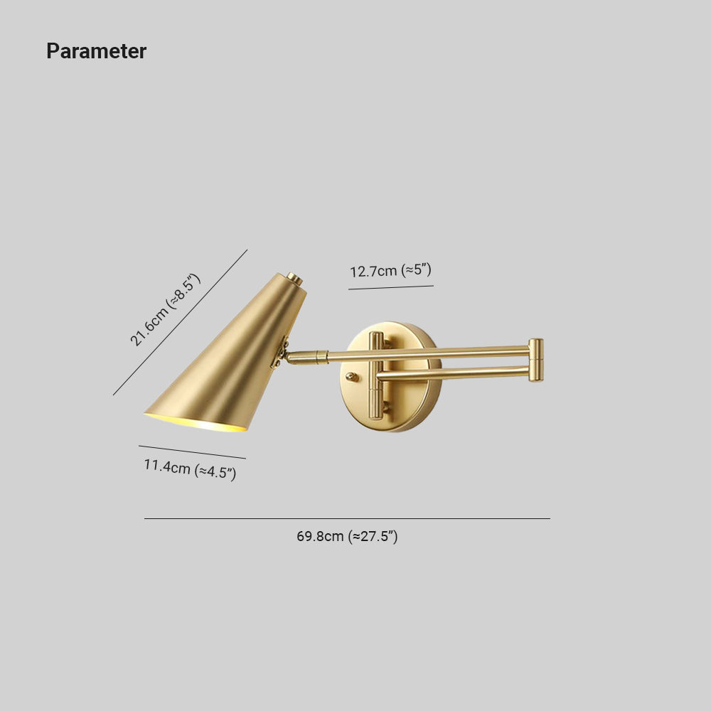 Arisha Modern Wandleuchte Kegel, Schwarz/Gold, Schlafzimmer, Metall