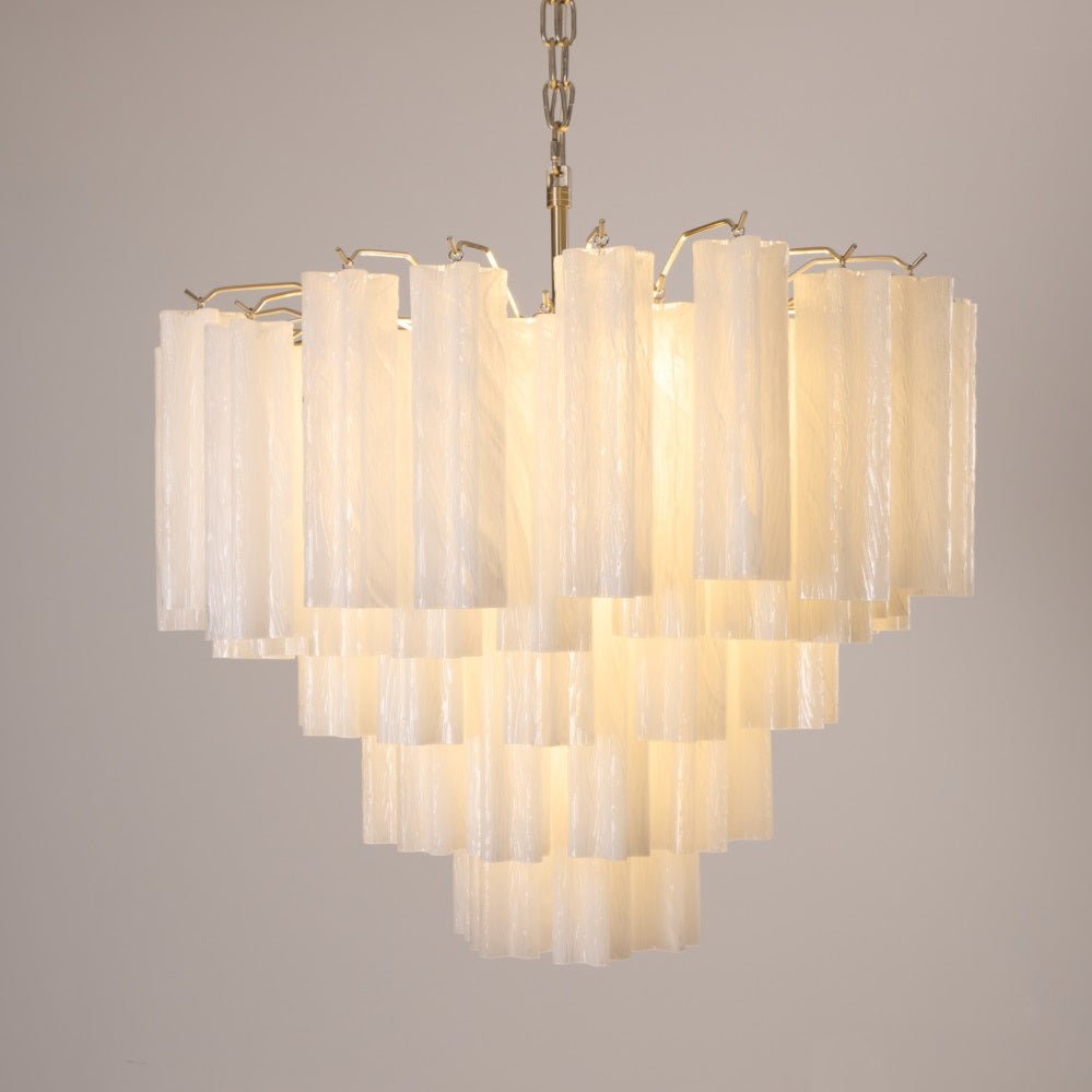 Aurora Chandelier Frosted Murano Glass Tiered Cascade - Neutralighting
