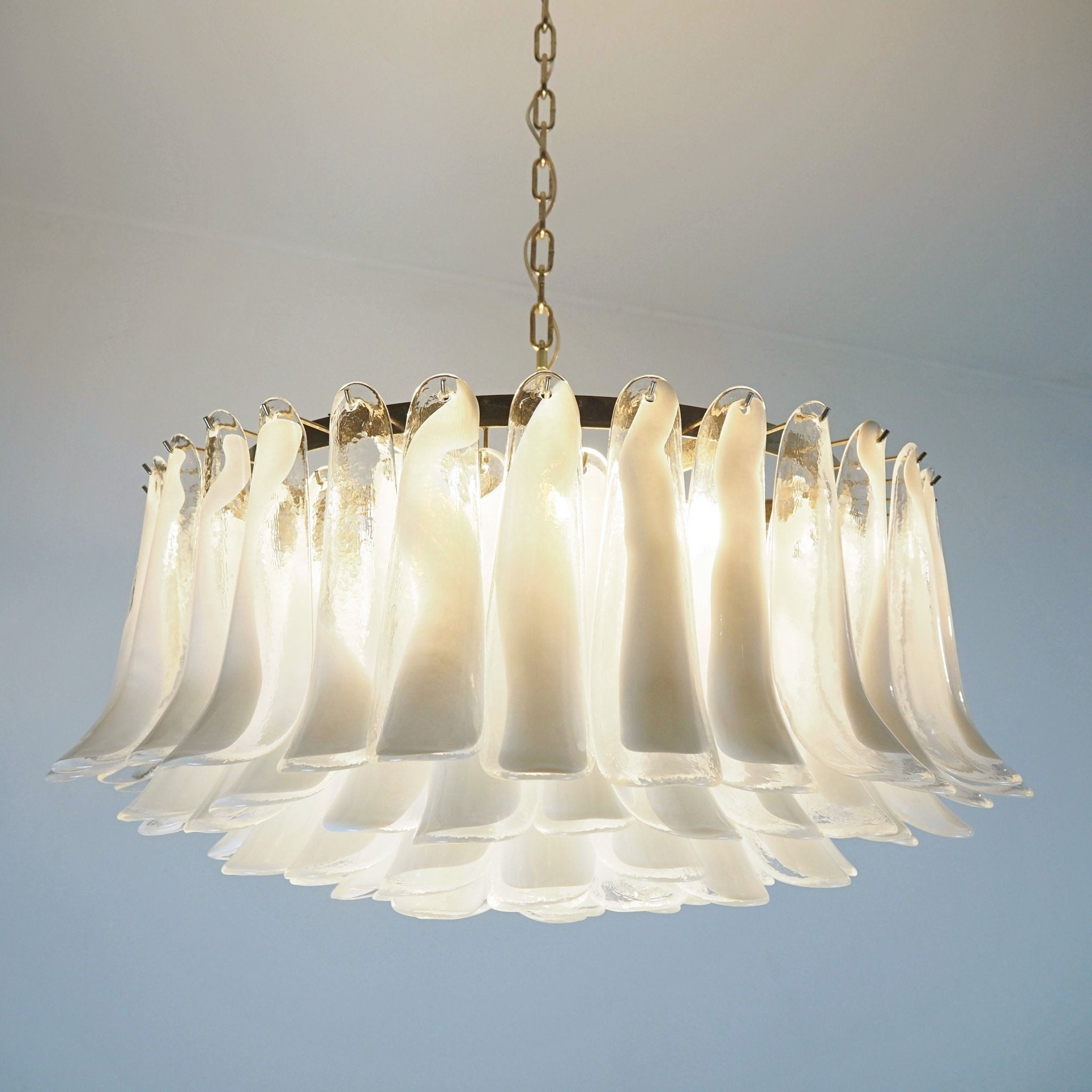 Aurora Chandelier White Murano Glass Petal Elegant - Blowlighting