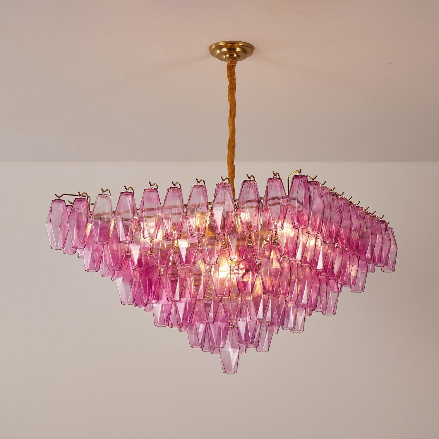 Aurora Chandelier Fuchsia Prism Inverted Pyramid - Neutralighting