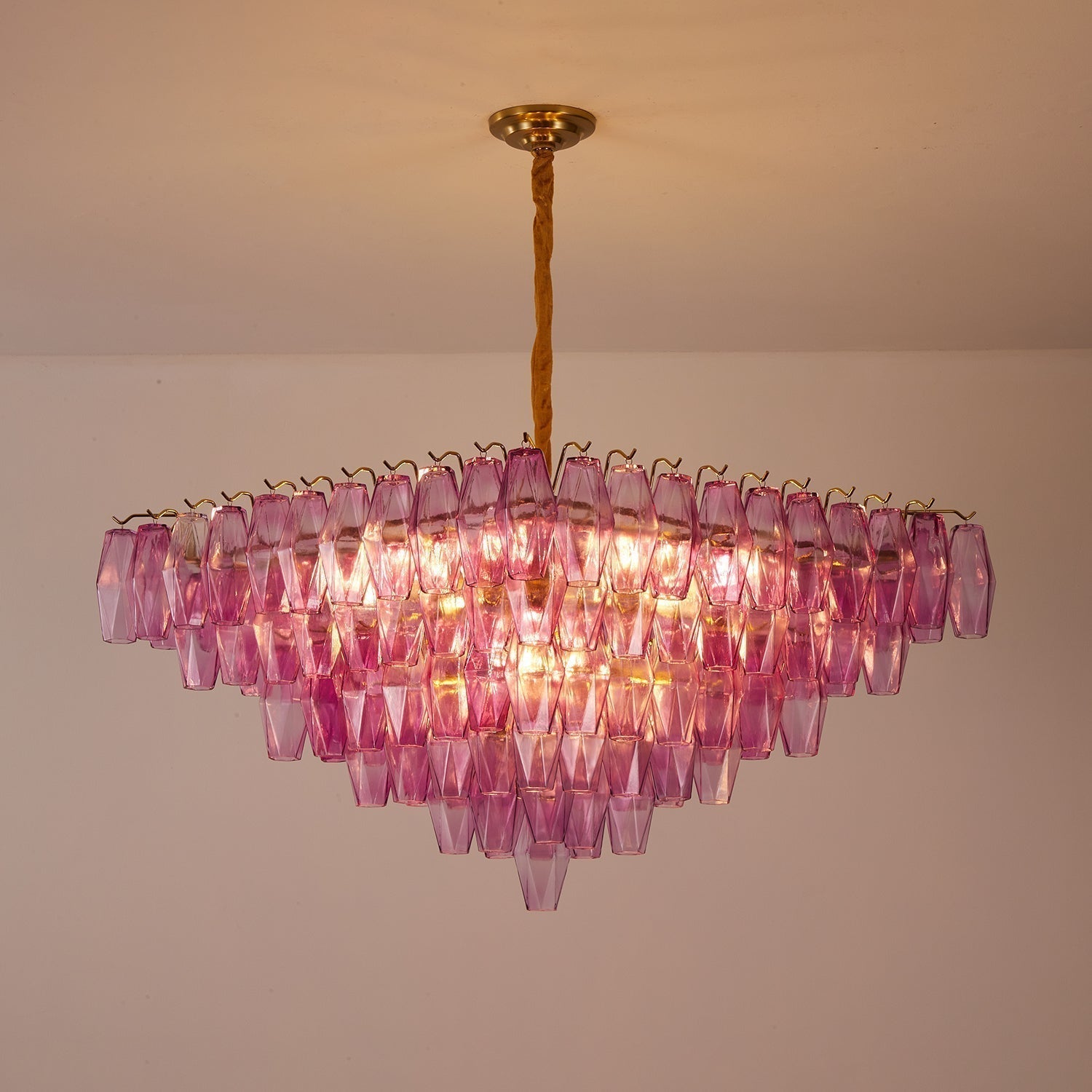 Aurora Chandelier Fuchsia Prism Inverted Pyramid - Neutralighting