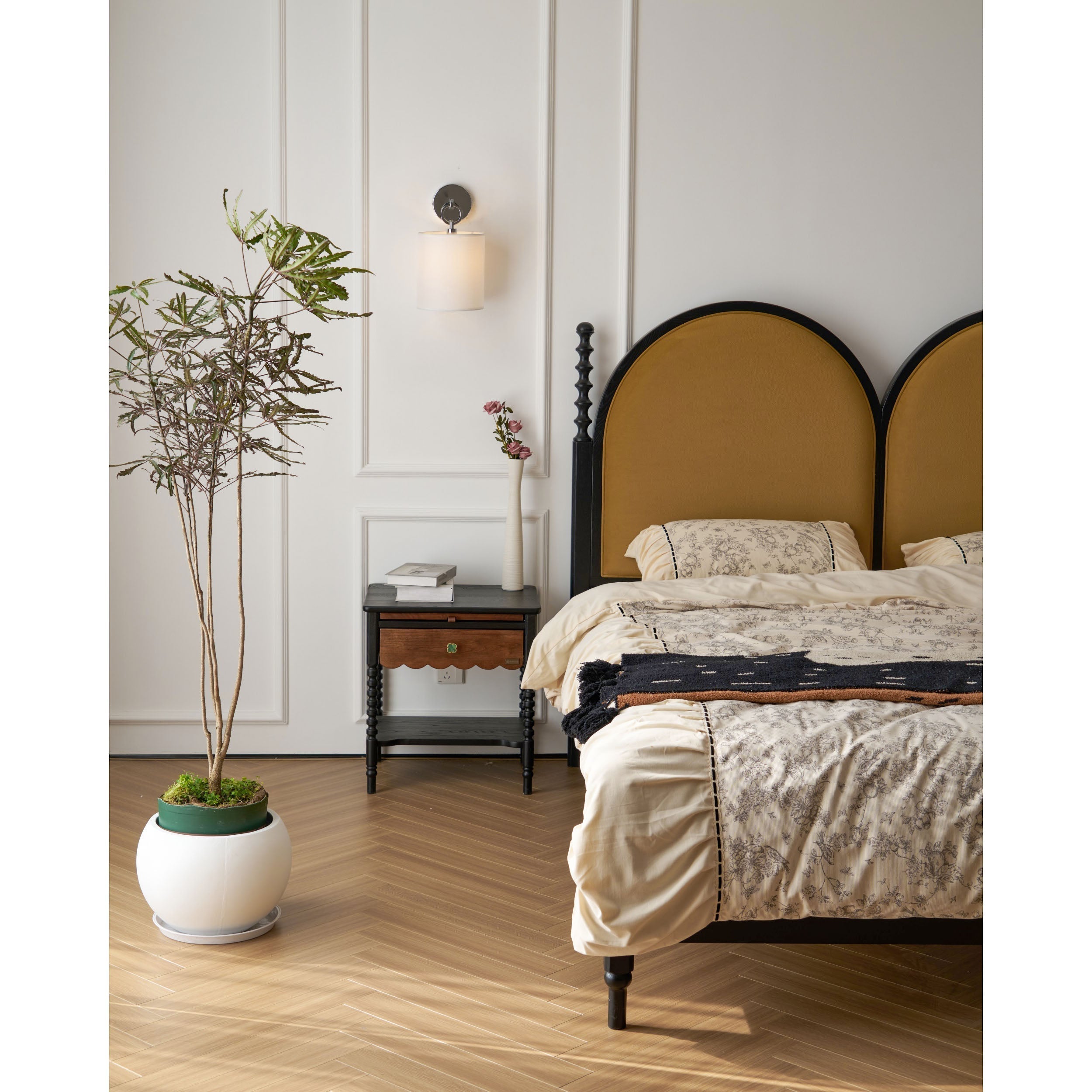 Cotheor Kreis Messing Stoff Wandleuchte-Letslighting