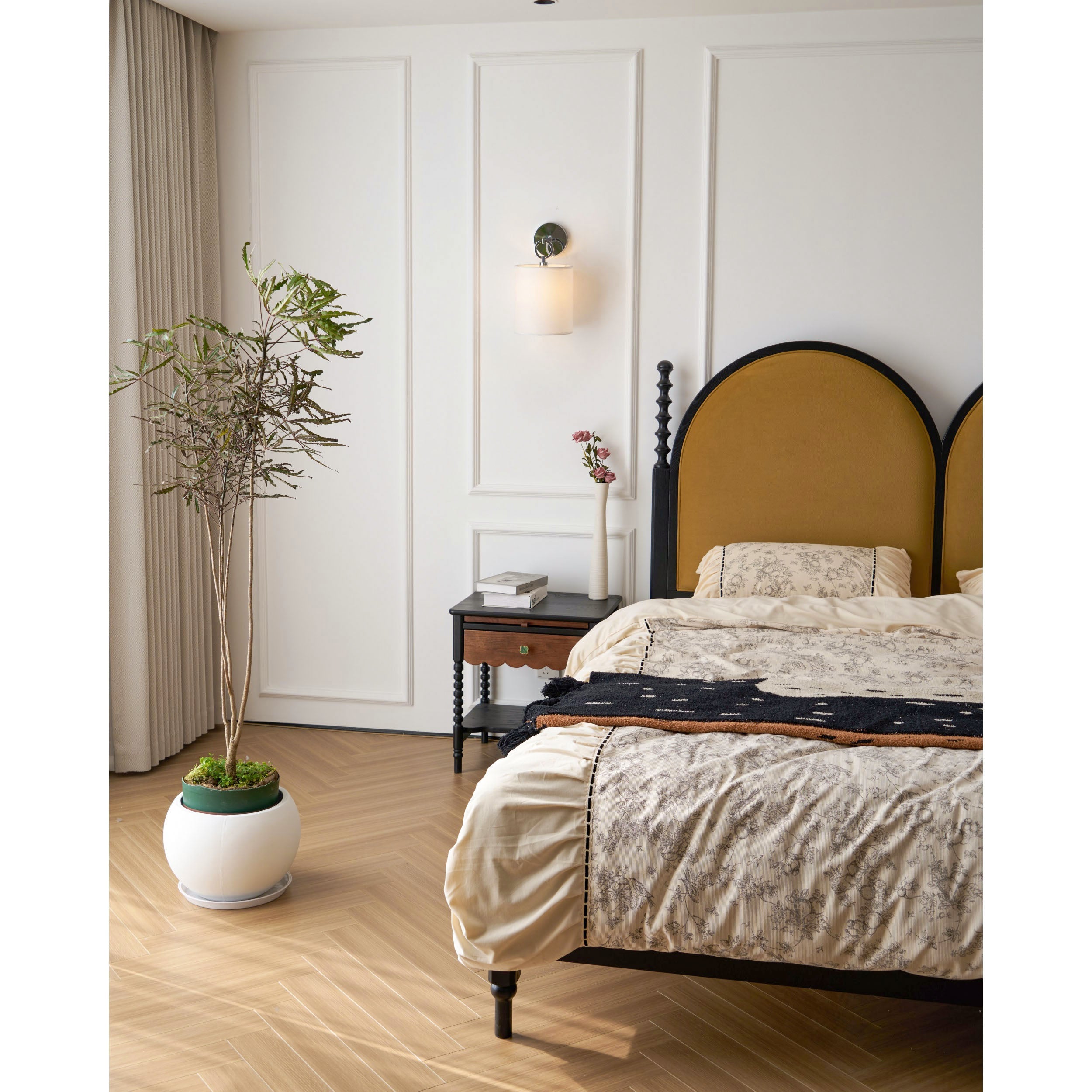 Cotheor Kreis Messing Stoff Wandleuchte-Letslighting