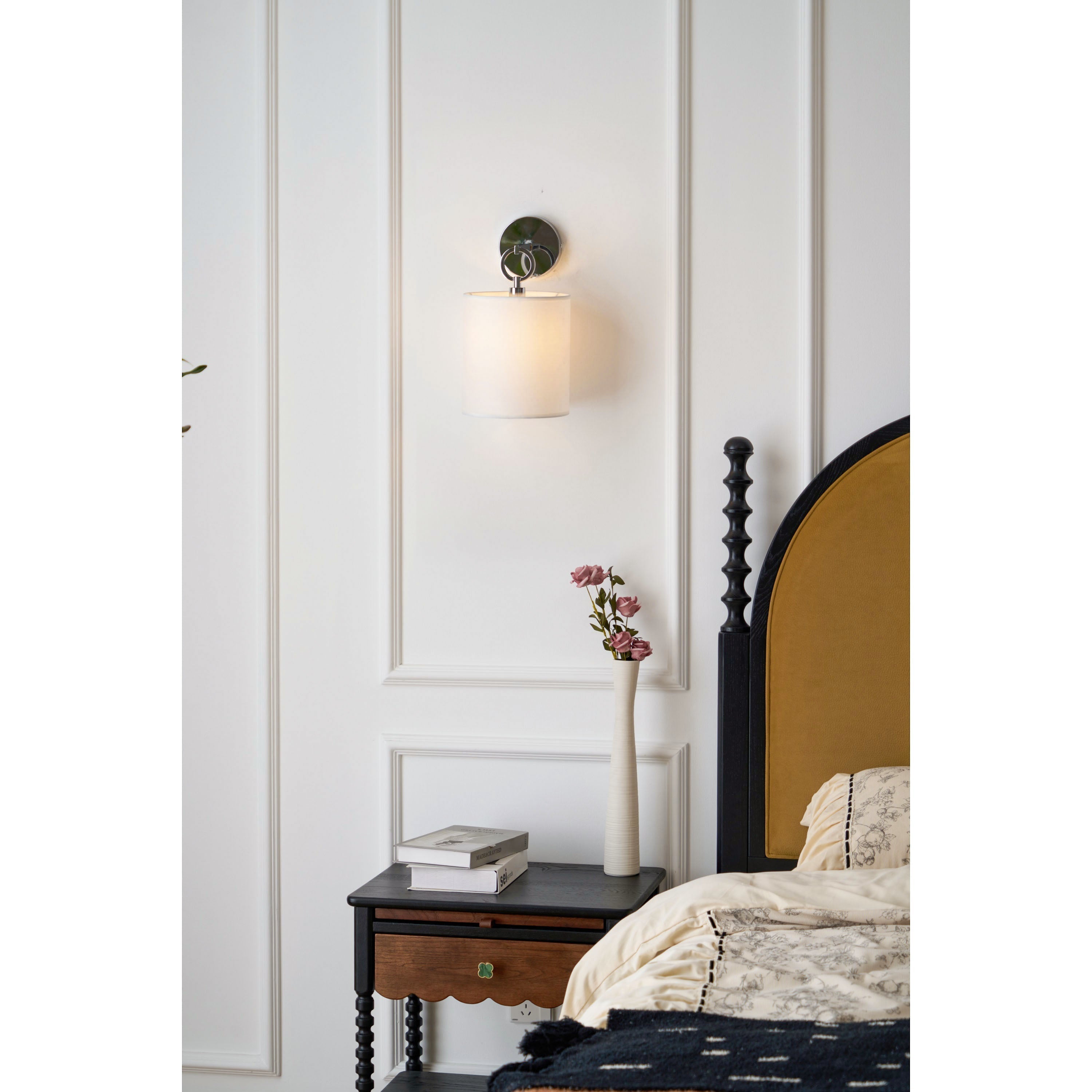 Cotheor Kreis Messing Stoff Wandleuchte-Letslighting