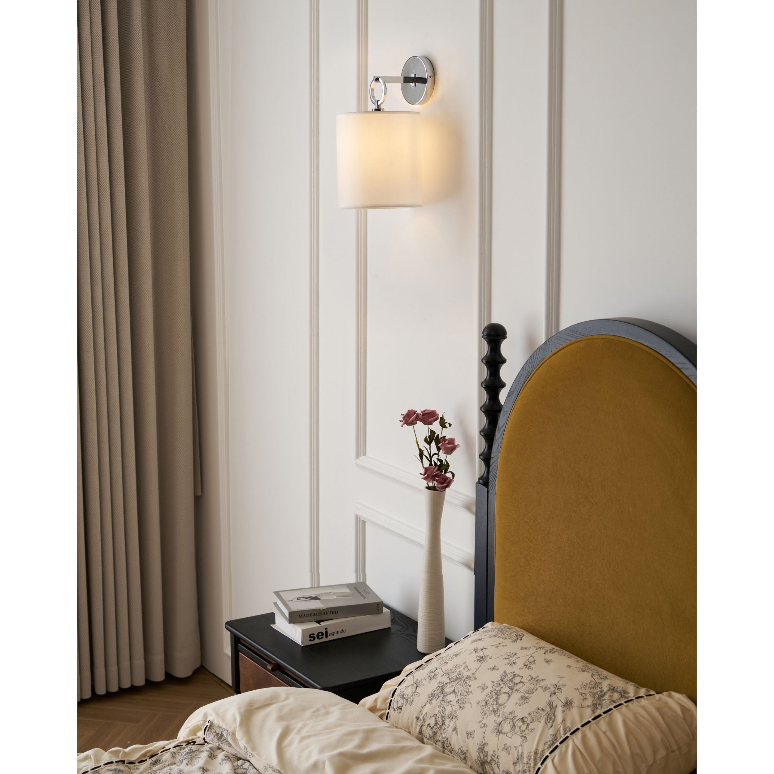Cotheor Kreis Messing Stoff Wandleuchte-Letslighting