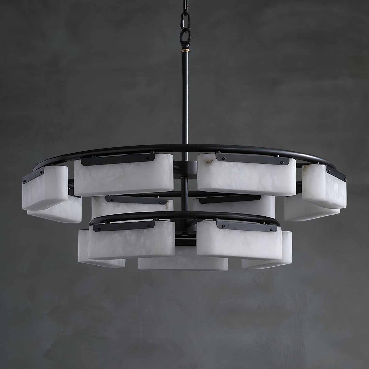 Varaeia Modern Minimalist Brass Alabaster Chandelier - Letslighting