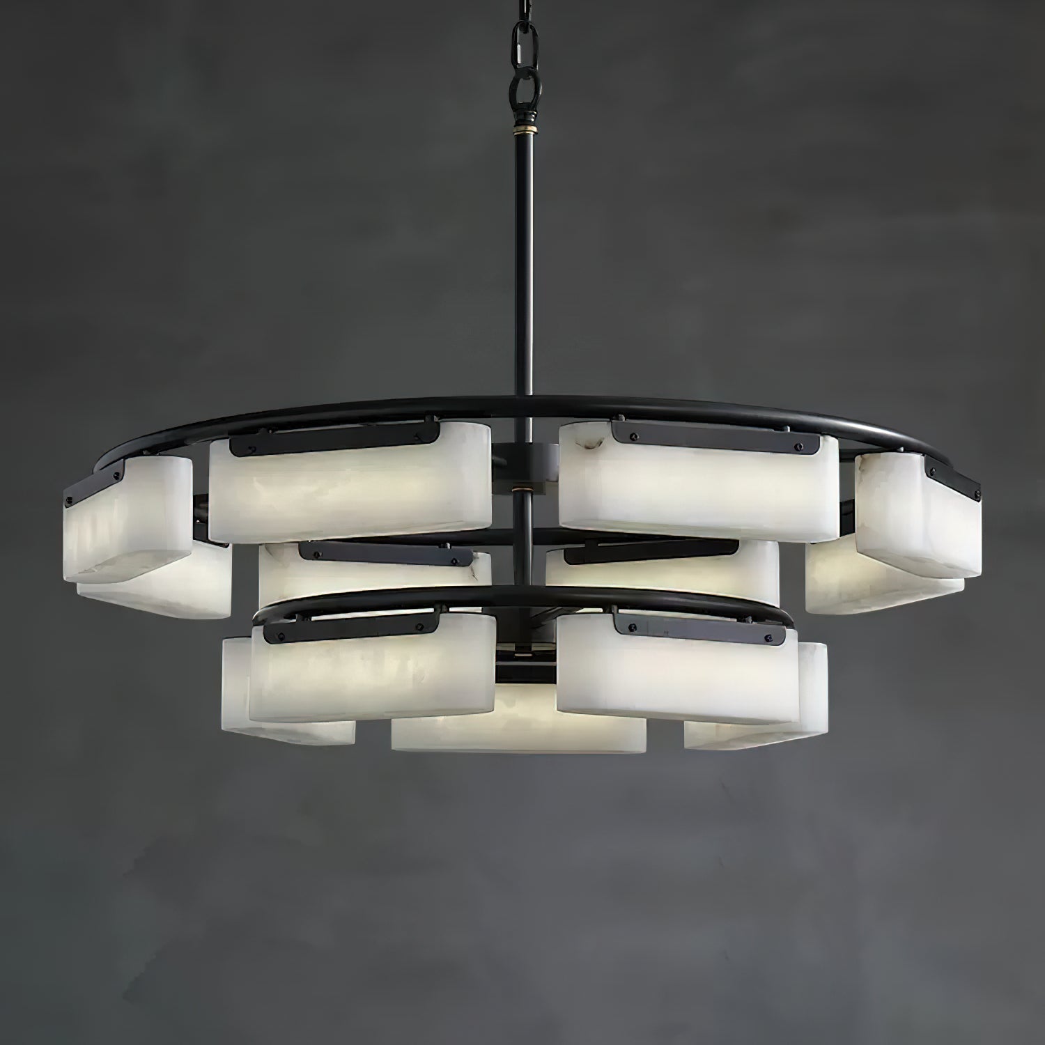 Varaeia Modern Minimalist Brass Alabaster Chandelier - Letslighting