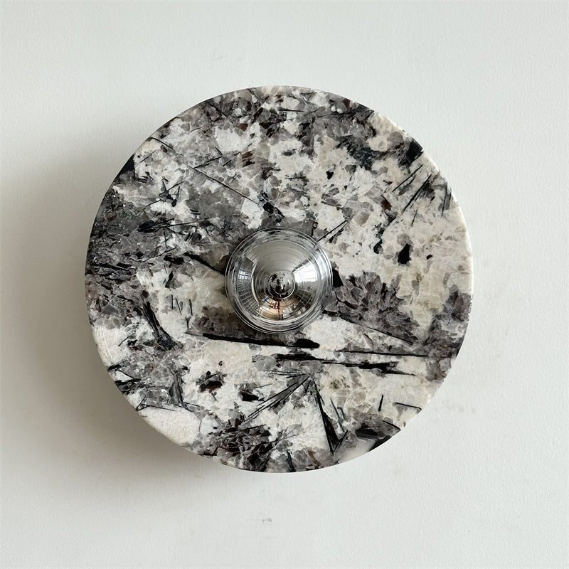 Zeno Modern Minimalist Round Chrome Marble Metal Wall Sconce - Letslighting