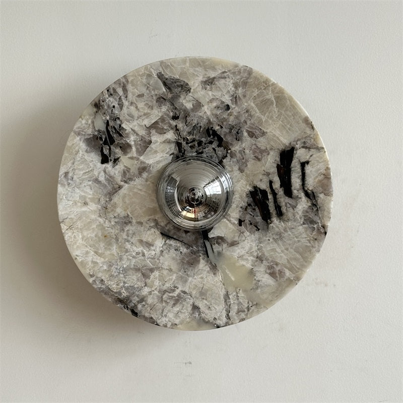 Zeno Modern Minimalist Round Chrome Marble Metal Wall Sconce - Letslighting