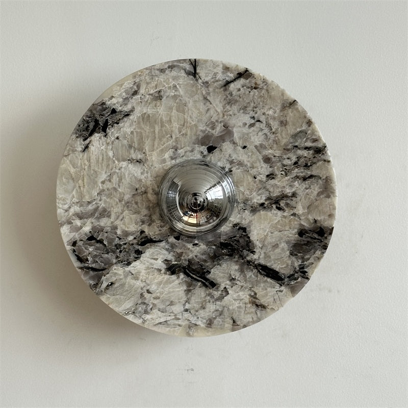 Zeno Modern Minimalist Round Chrome Marble Metal Wall Sconce - Letslighting