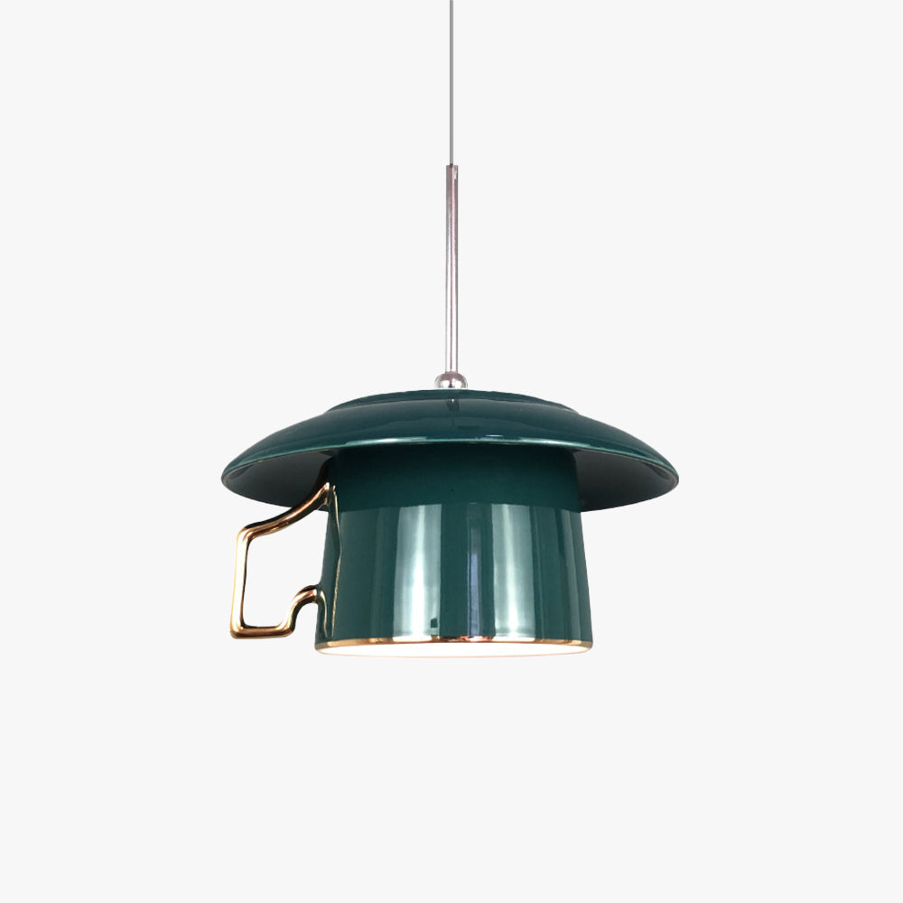 Valentina Quadratischer Griff Cup Keramik LED Pendelleuchte Wohnzimmer