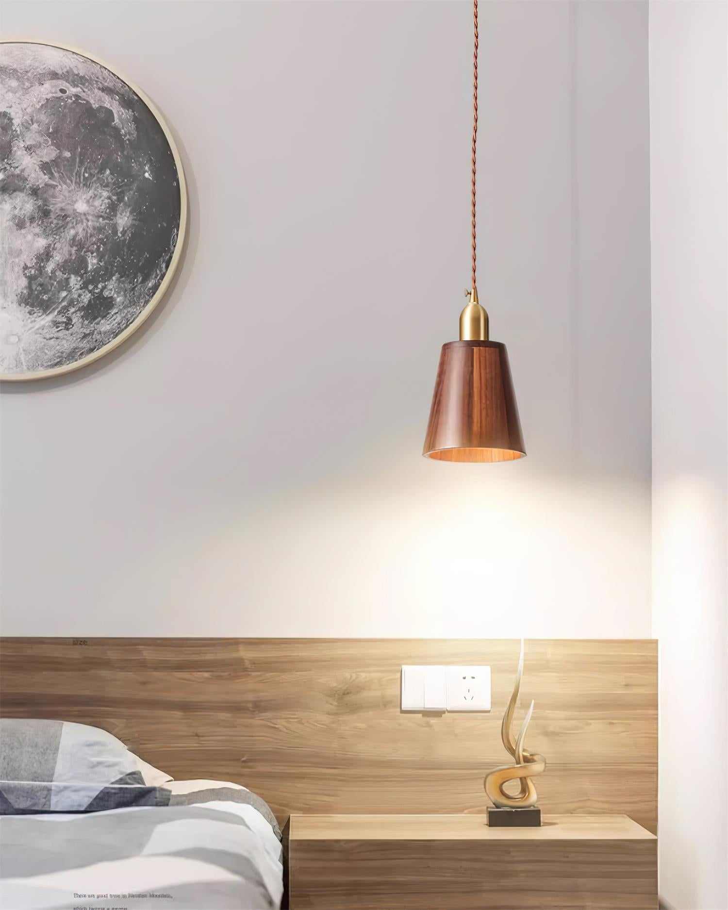 Tatum Minimalistische Pendelleuchte aus Holz und Messing-Letslighting