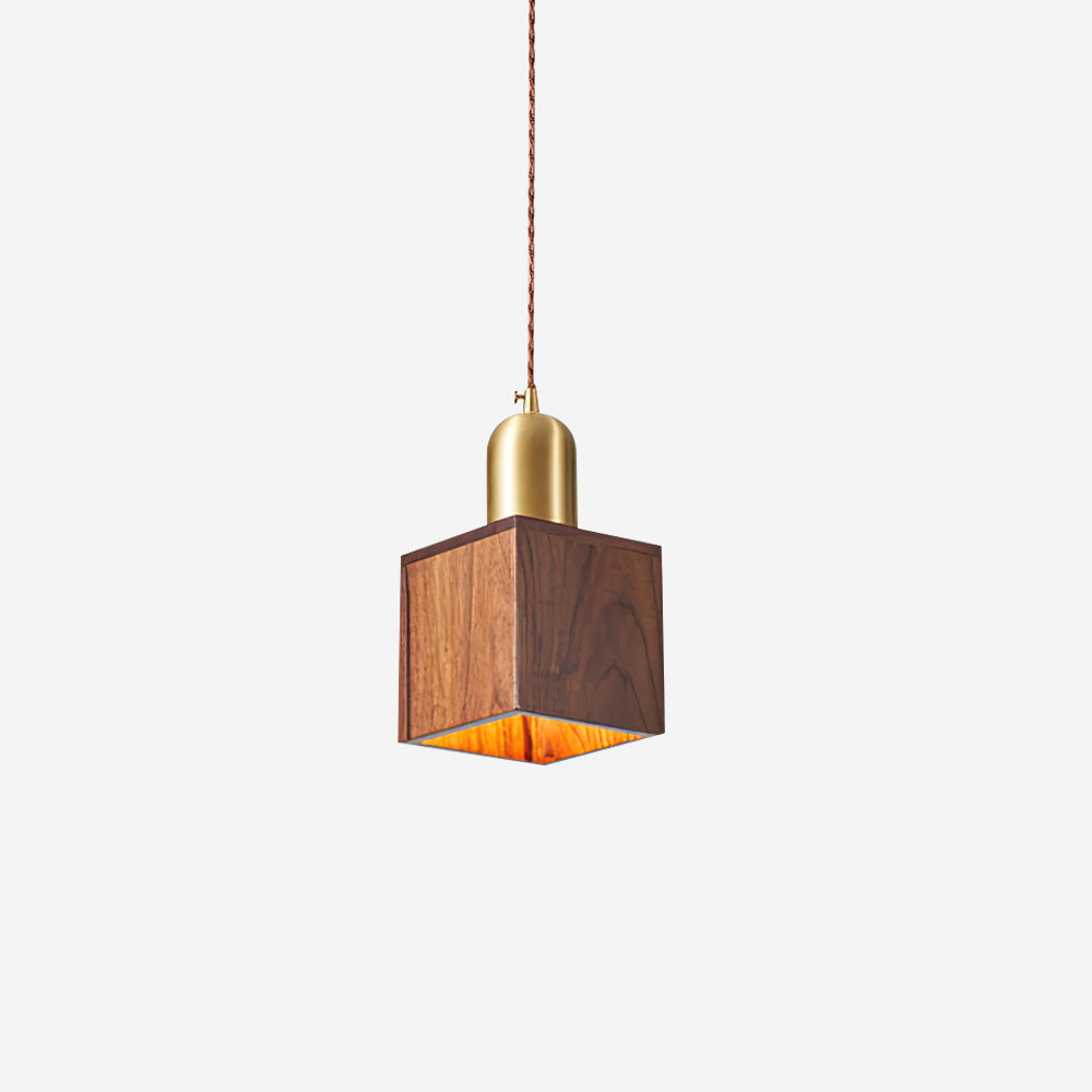 Tatum Minimalistische Pendelleuchte aus Holz und Messing-Letslighting