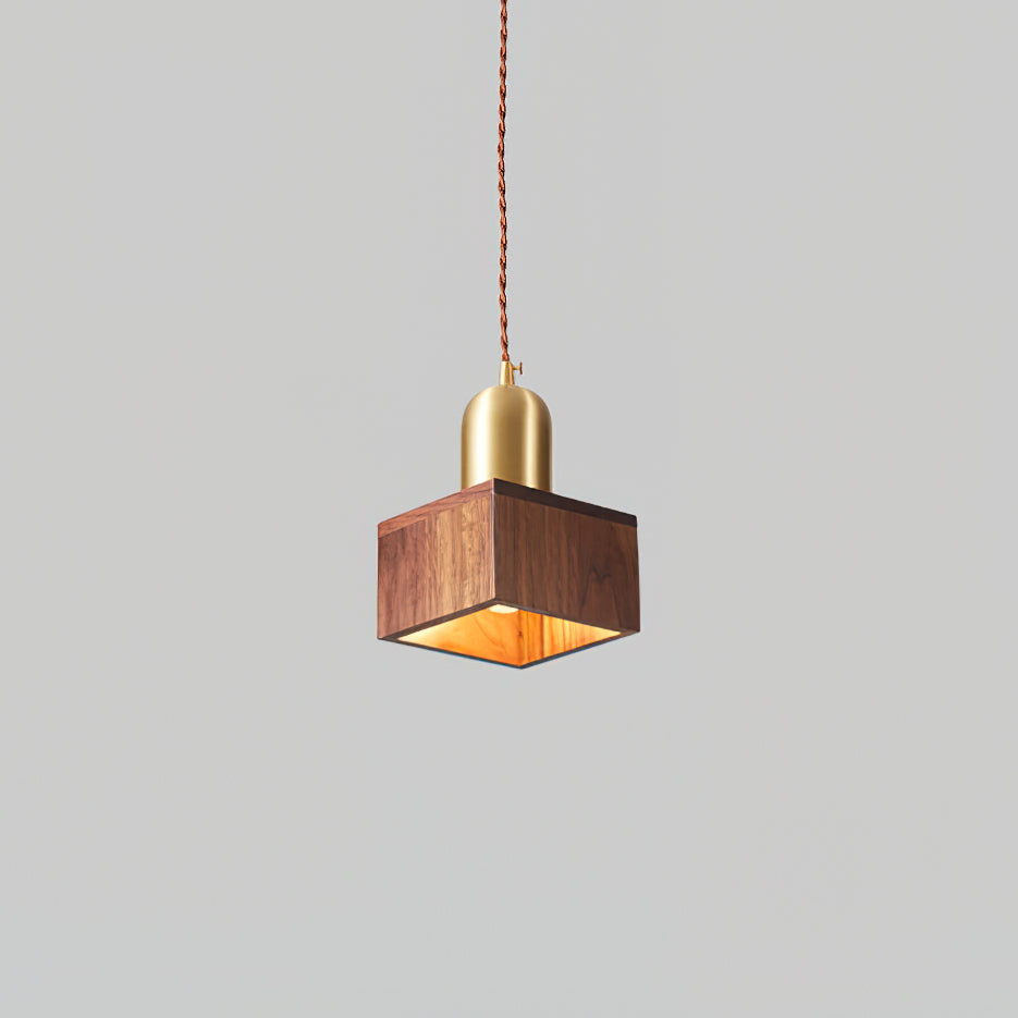 Tatum Minimalistische Pendelleuchte aus Holz und Messing-Letslighting