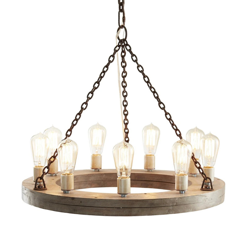 Armirila Vintage Industrieller Holz-Kronleuchter-Letslighting
