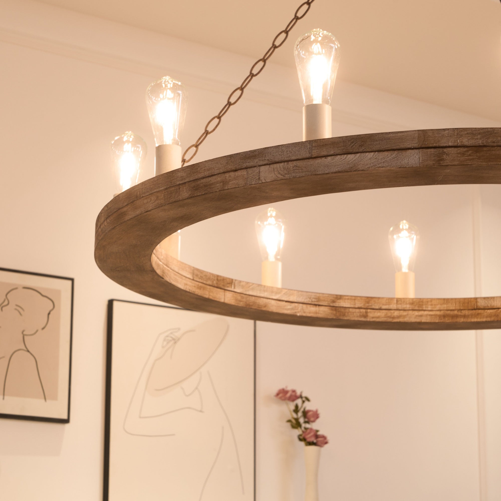 Armirila Vintage Industrieller Holz-Kronleuchter-Letslighting