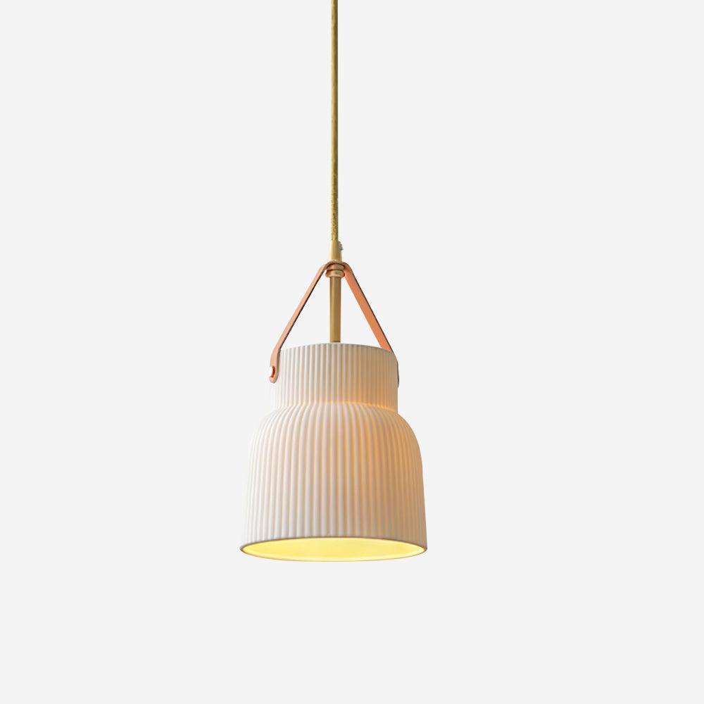 Pendelleuchte Keramik Gerippter Lederriemen Modern-Letslighting