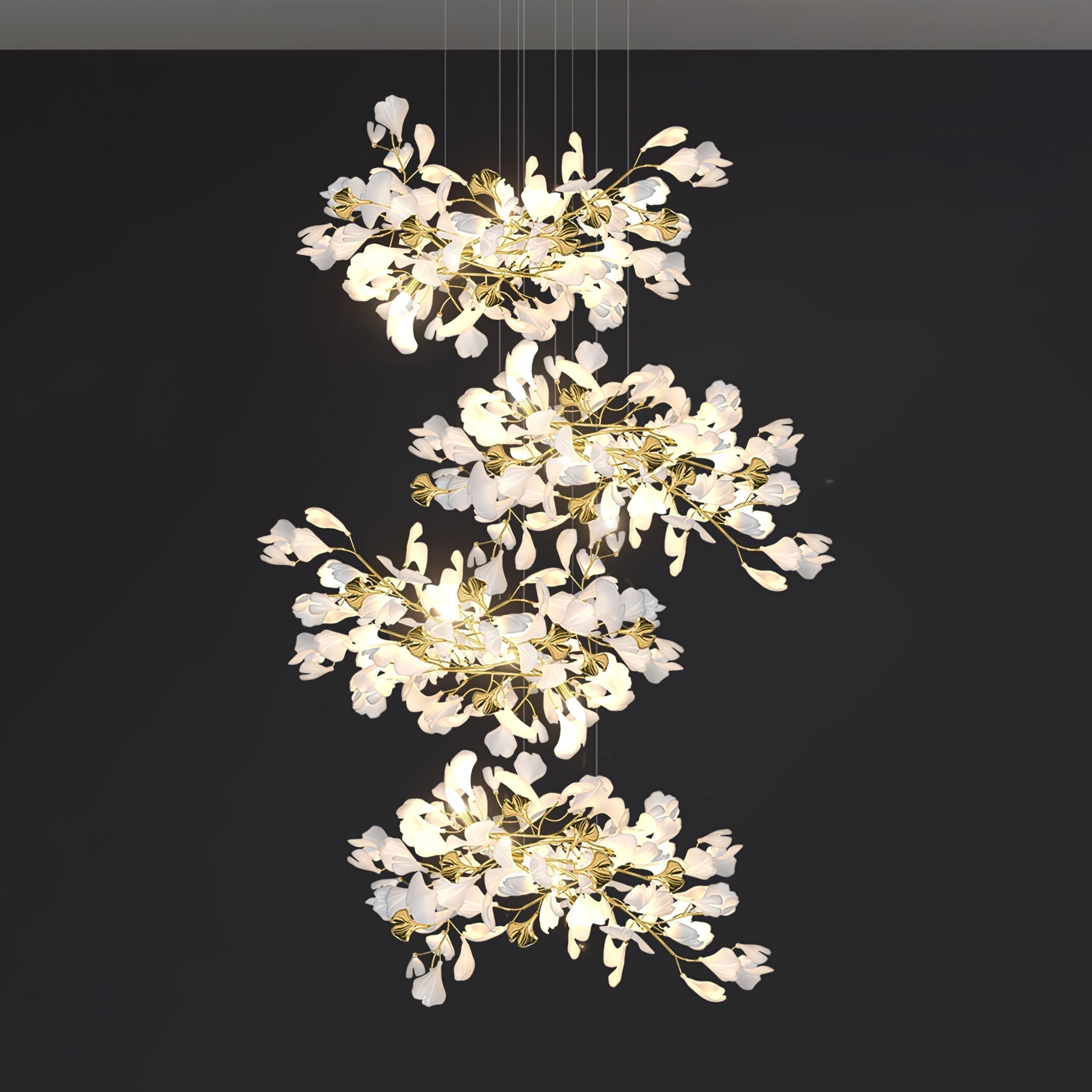 Olivia Keramik Gingko Blatt Kronleuchter-Letslighting