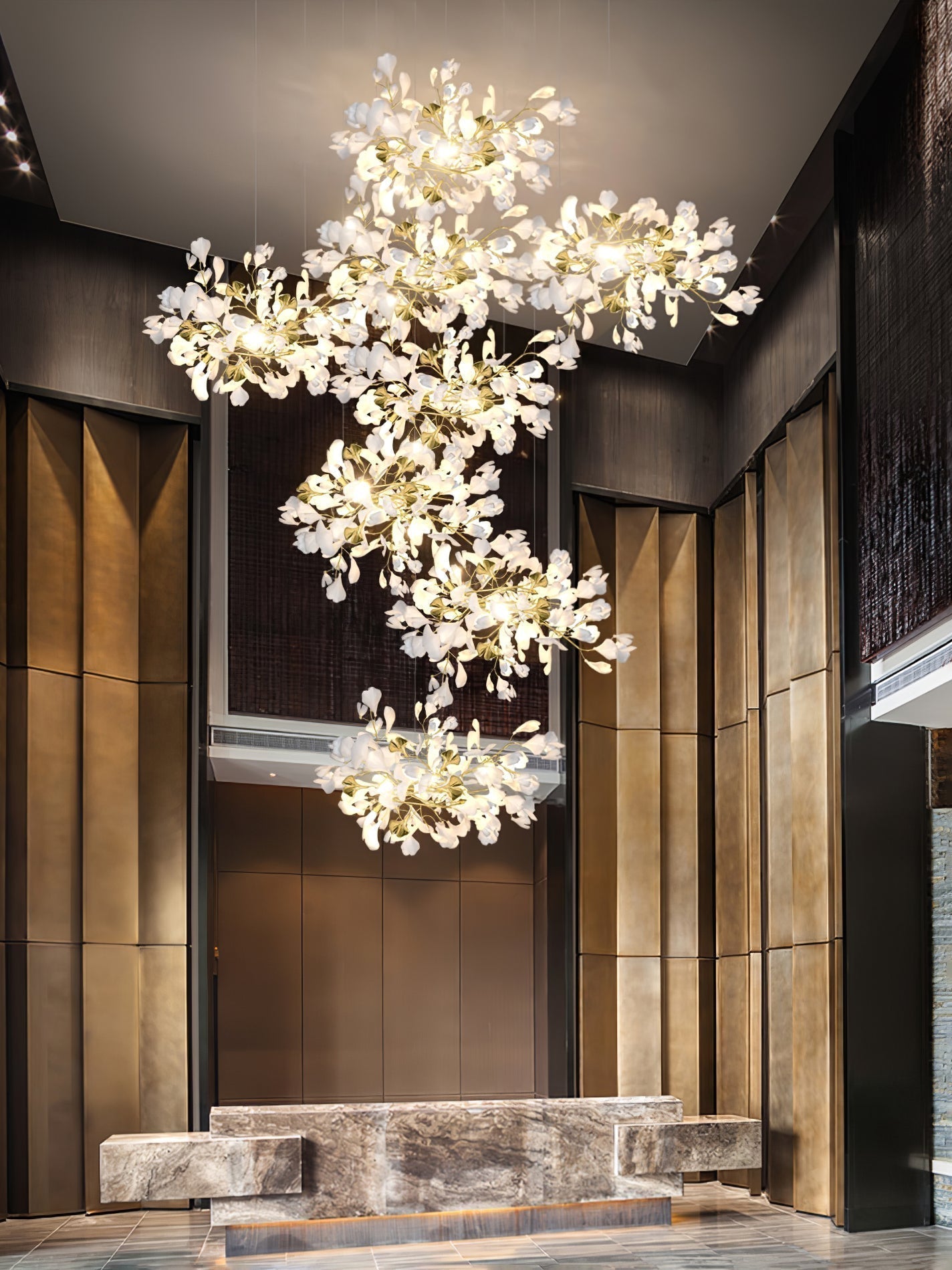 Olivia Keramik Gingko Blatt Kronleuchter-Letslighting