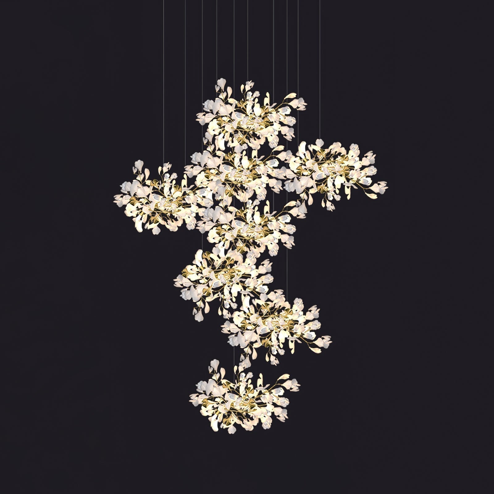 Olivia Keramik Gingko Blatt Kronleuchter-Letslighting