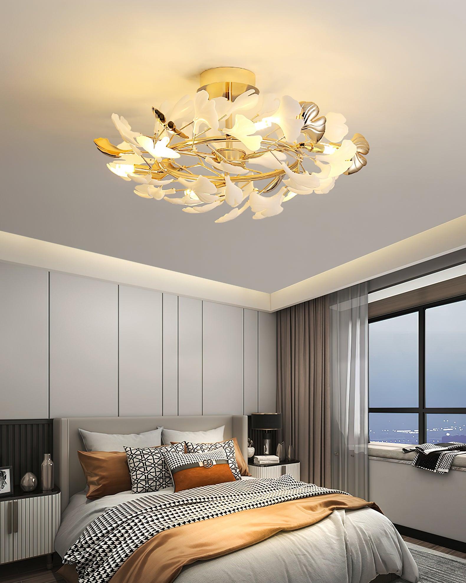 Artheel Premium Nordisch Kunst Gingko Drehend Keramik Deckenleuchte-Letslighting