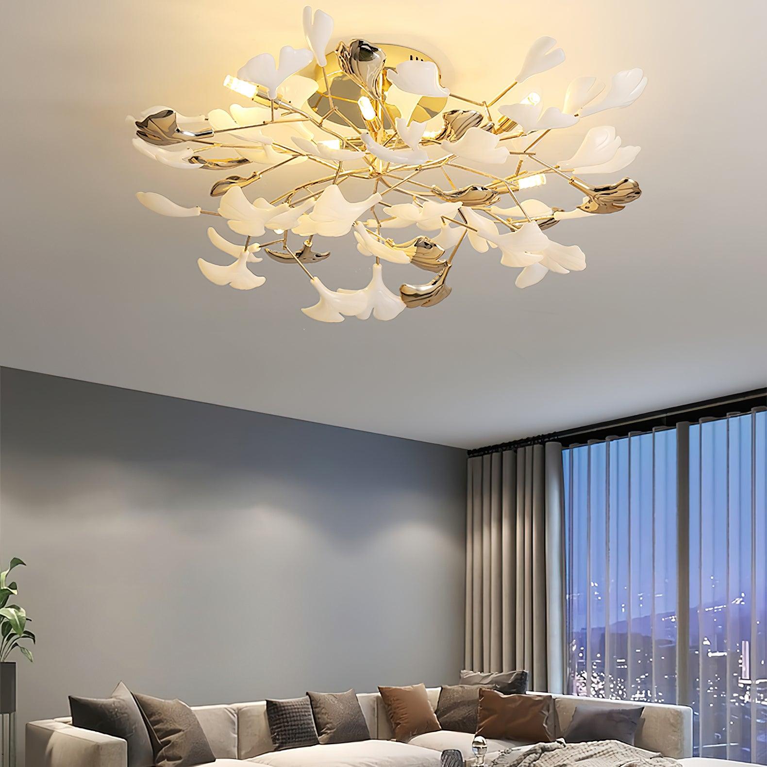 Artheel Premium Nordisch Kunst Gingko Drehend Keramik Deckenleuchte-Letslighting