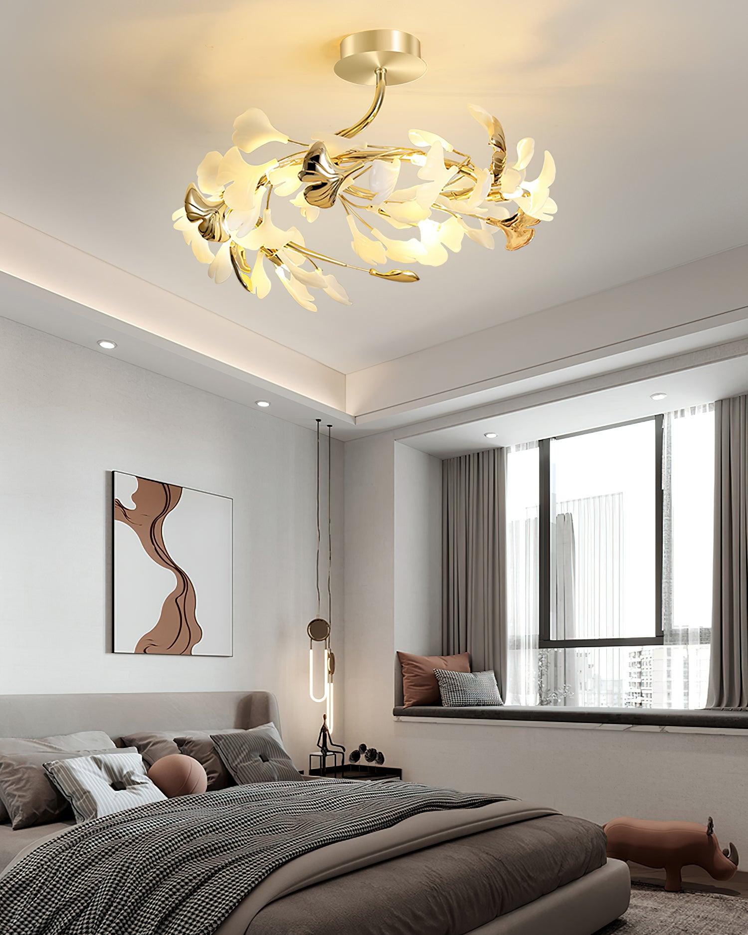 Artheel Premium Nordisch Kunst Gingko Drehend Keramik Deckenleuchte-Letslighting